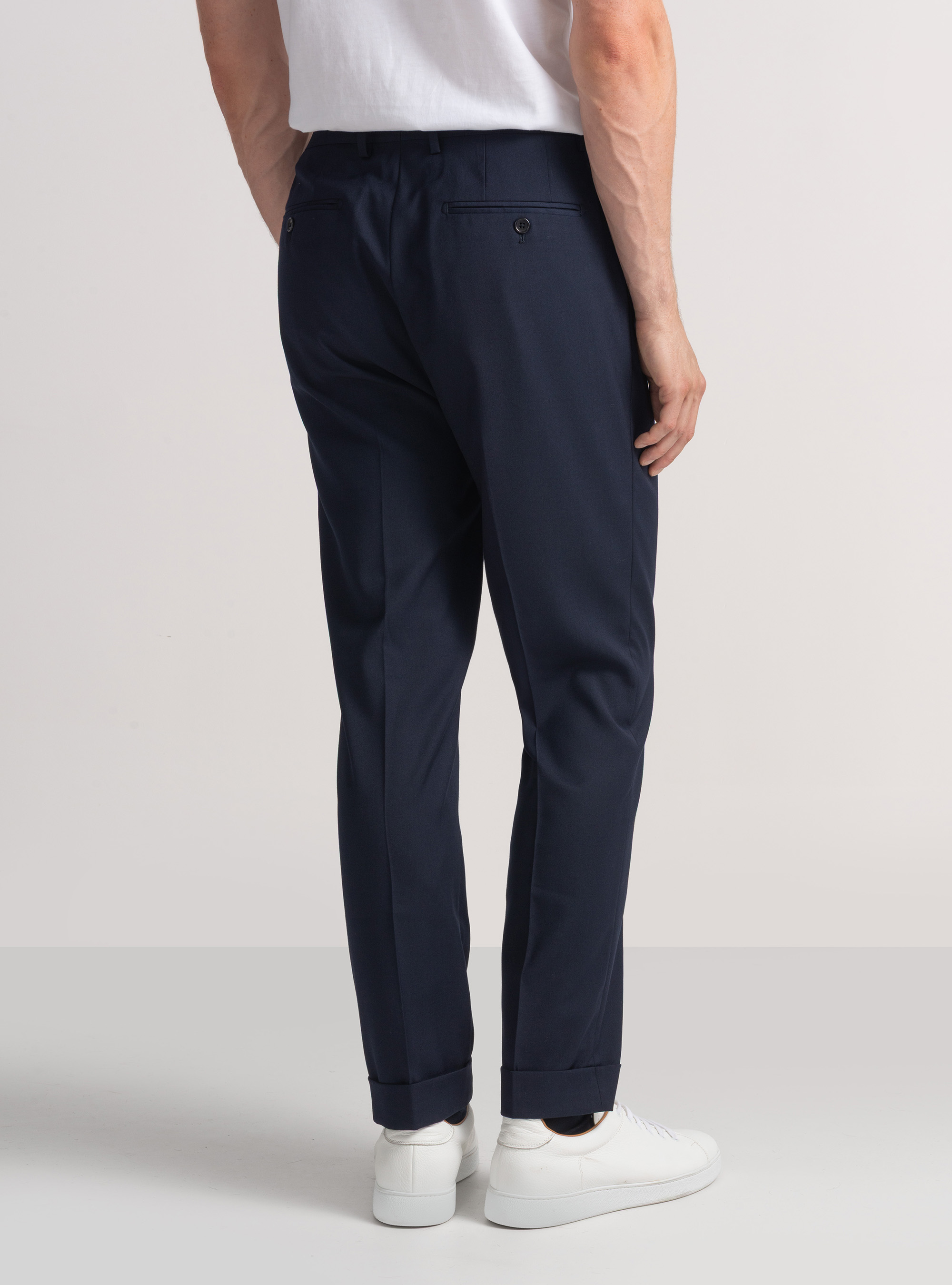 Pantaloni classici con pince, BLU NAVY