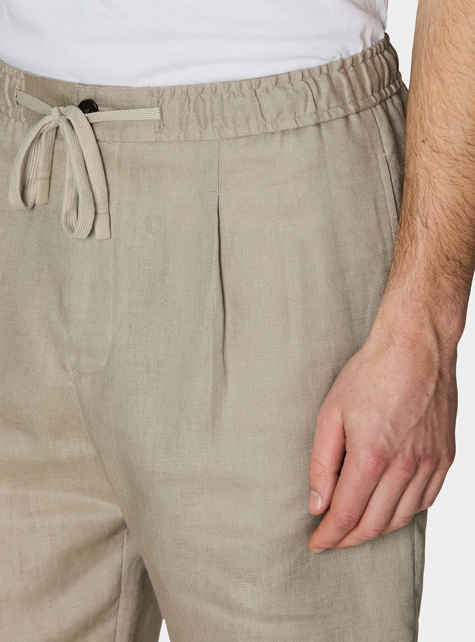 Bermuda in lino con coulisse, SABBIA