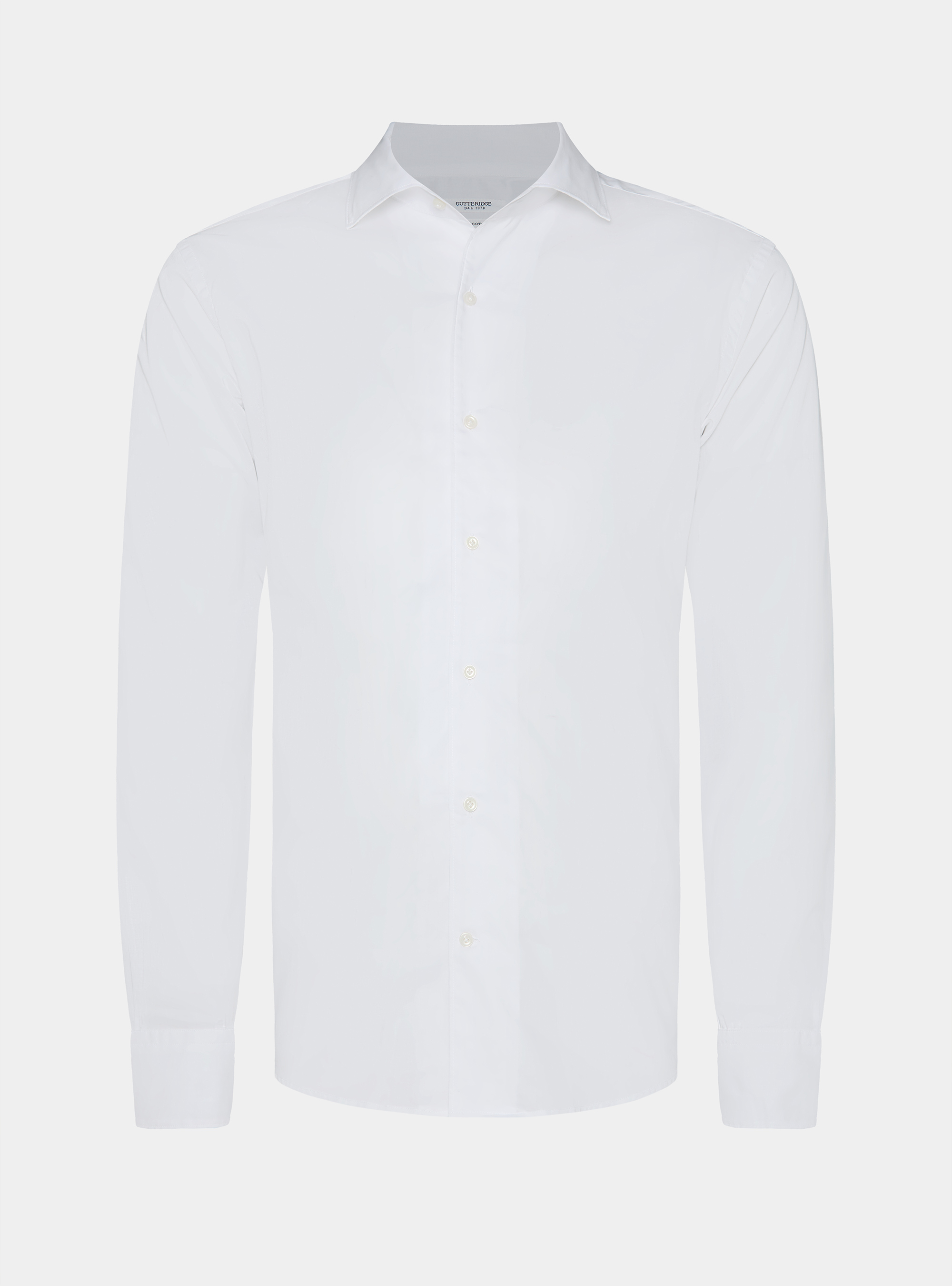 Camicia in cotone con paramontura, BIANCO