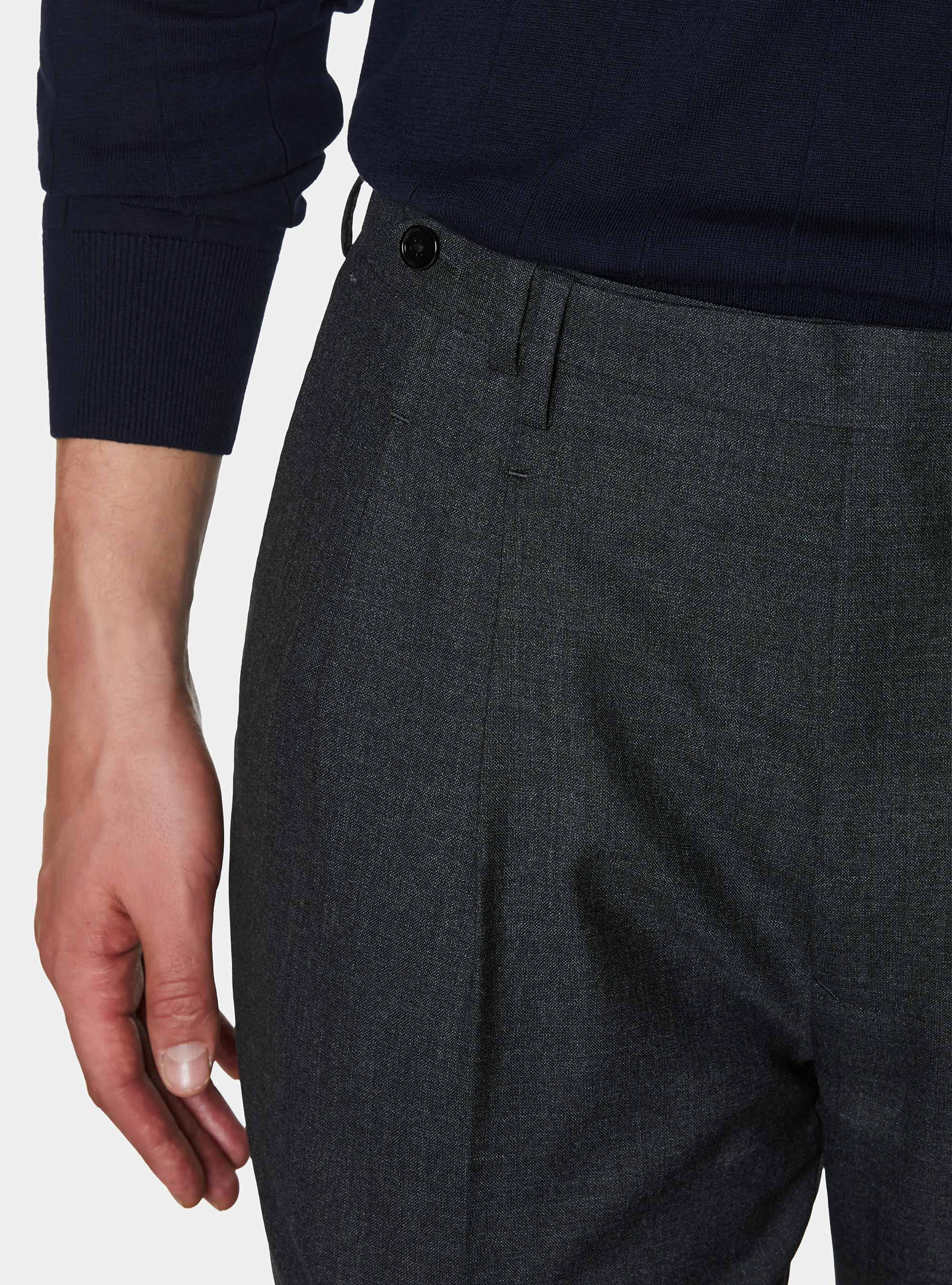 Pantaloni doppia pince in pura lana Vitale Barberis Canonico, ASFALTO