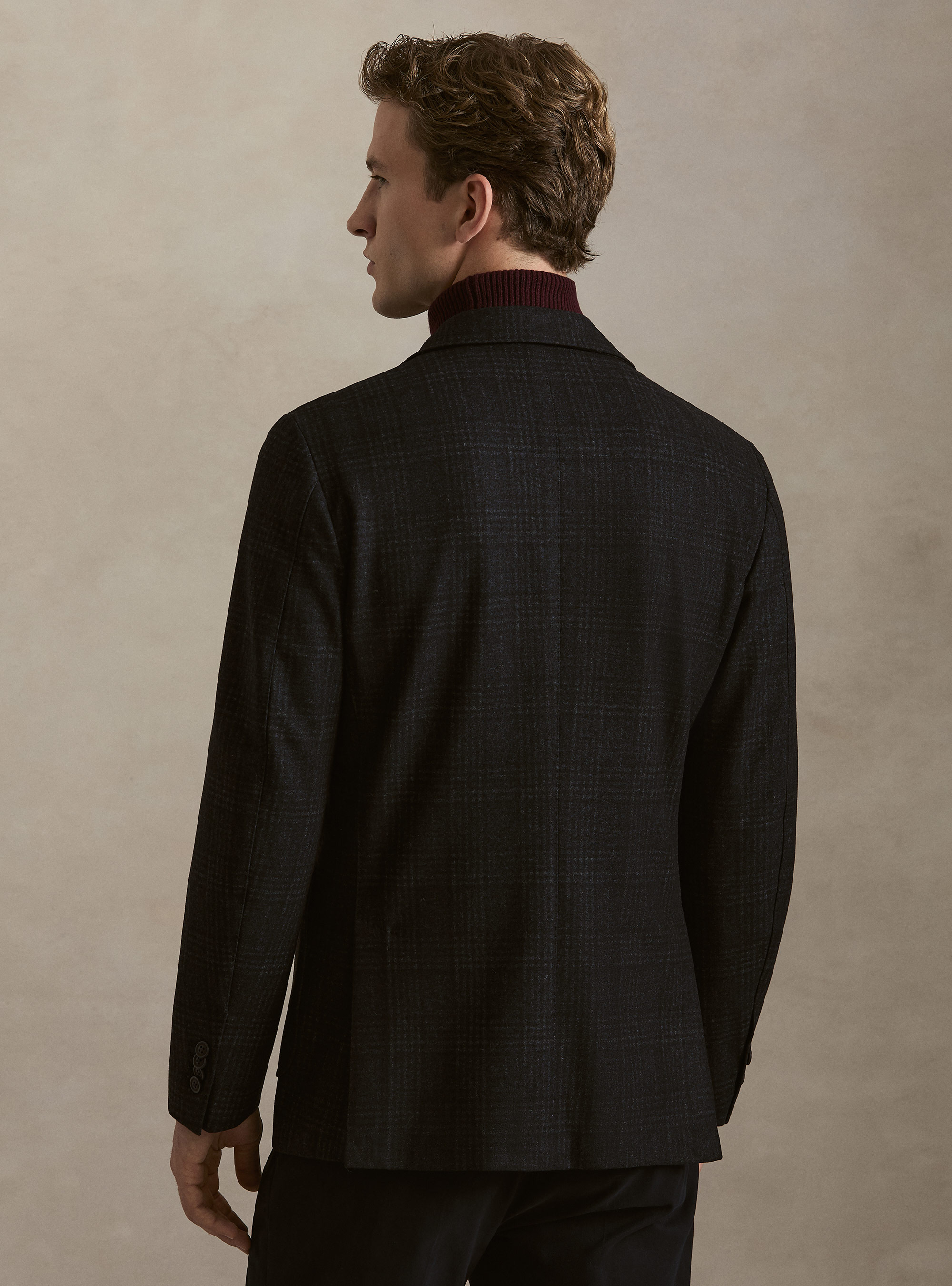 Giacca monopetto in jersey stampato, BLU NAVY