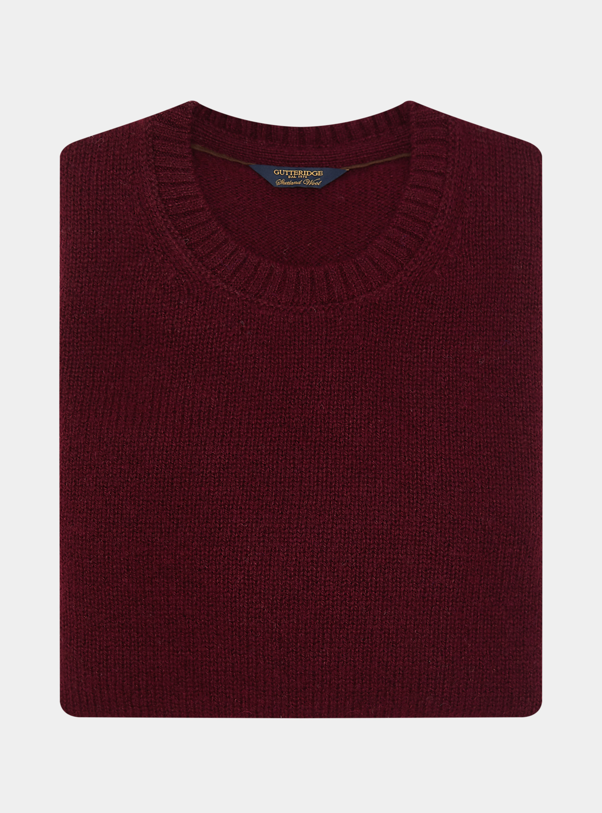 Maglia girocollo in pura lana shetland, BORDEAUX