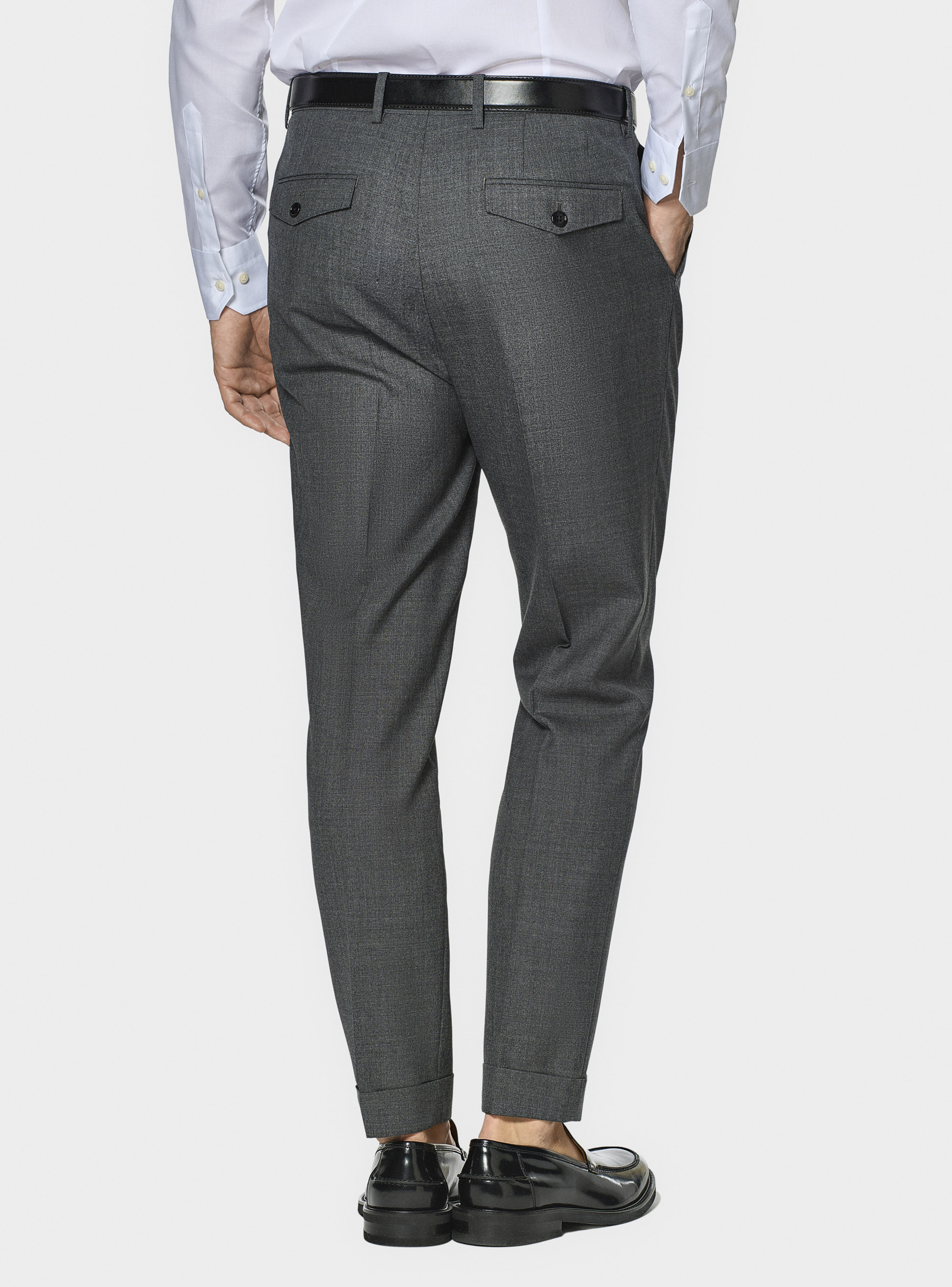 Pantaloni doppia pince in pura lana Vitale Barberis Canonico, ASFALTO 0112C