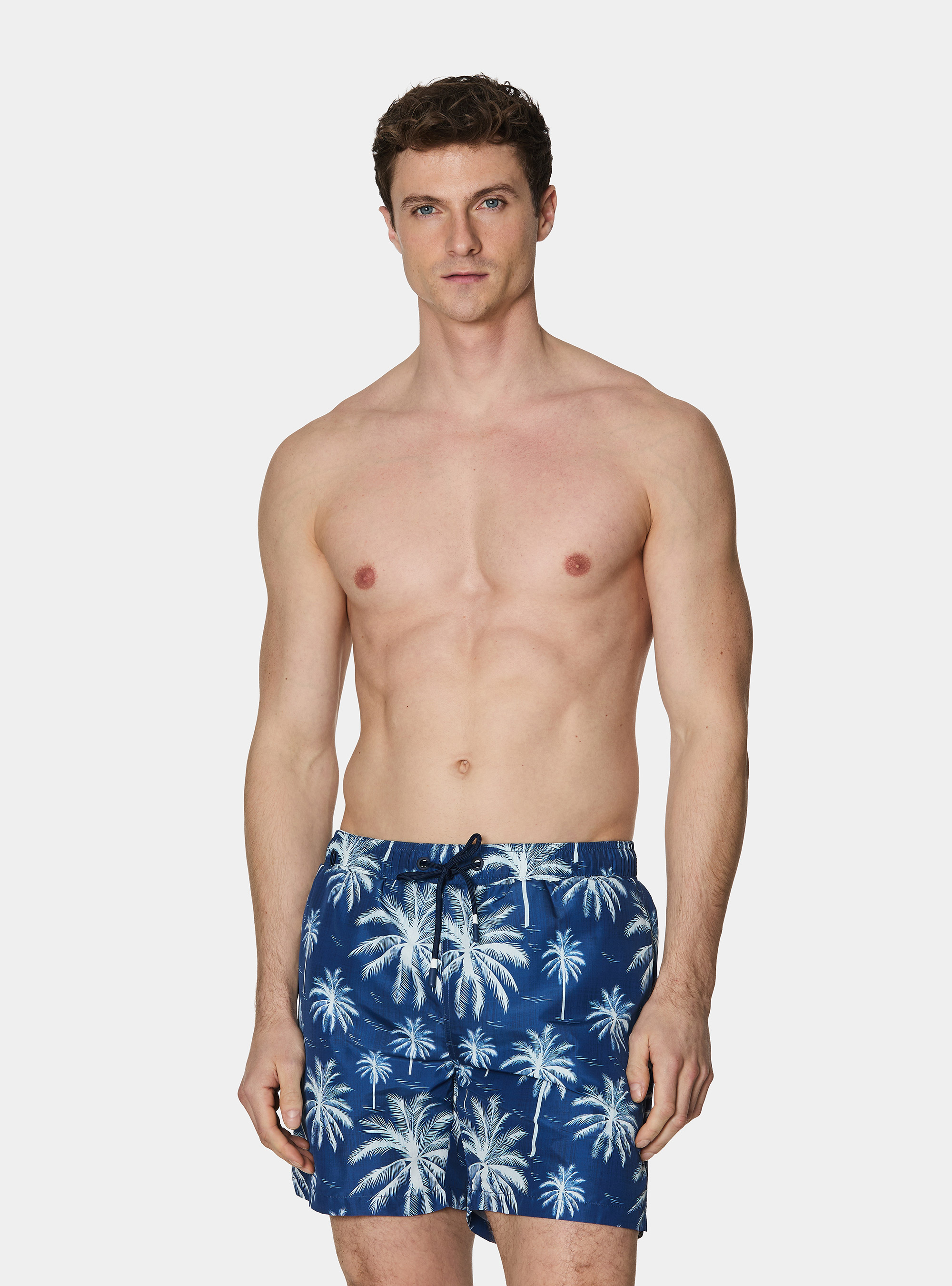 Costume da bagno stampa palme, BLU