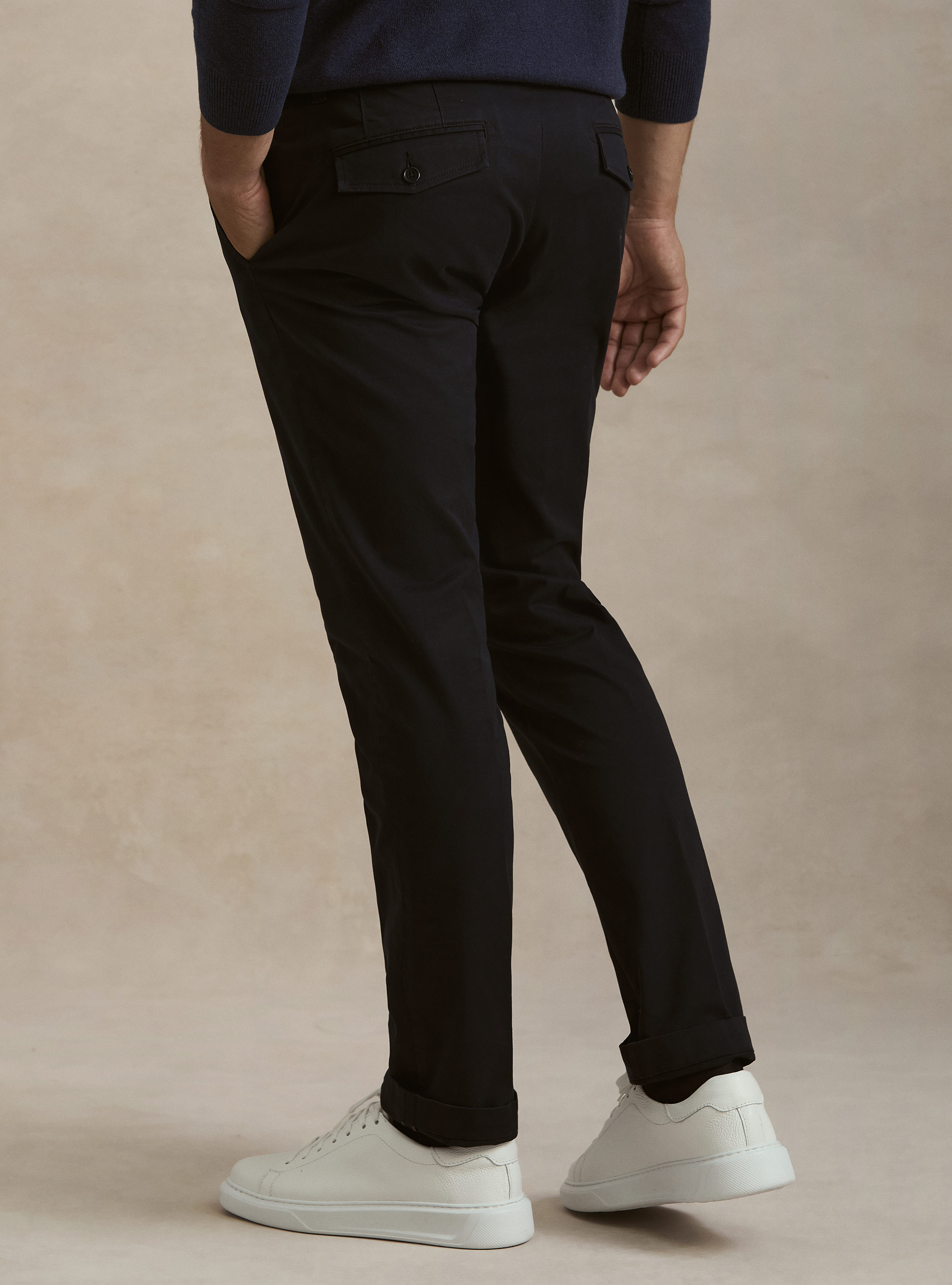 Pantaloni chino slim fit in twill stretch, BLU NAVY