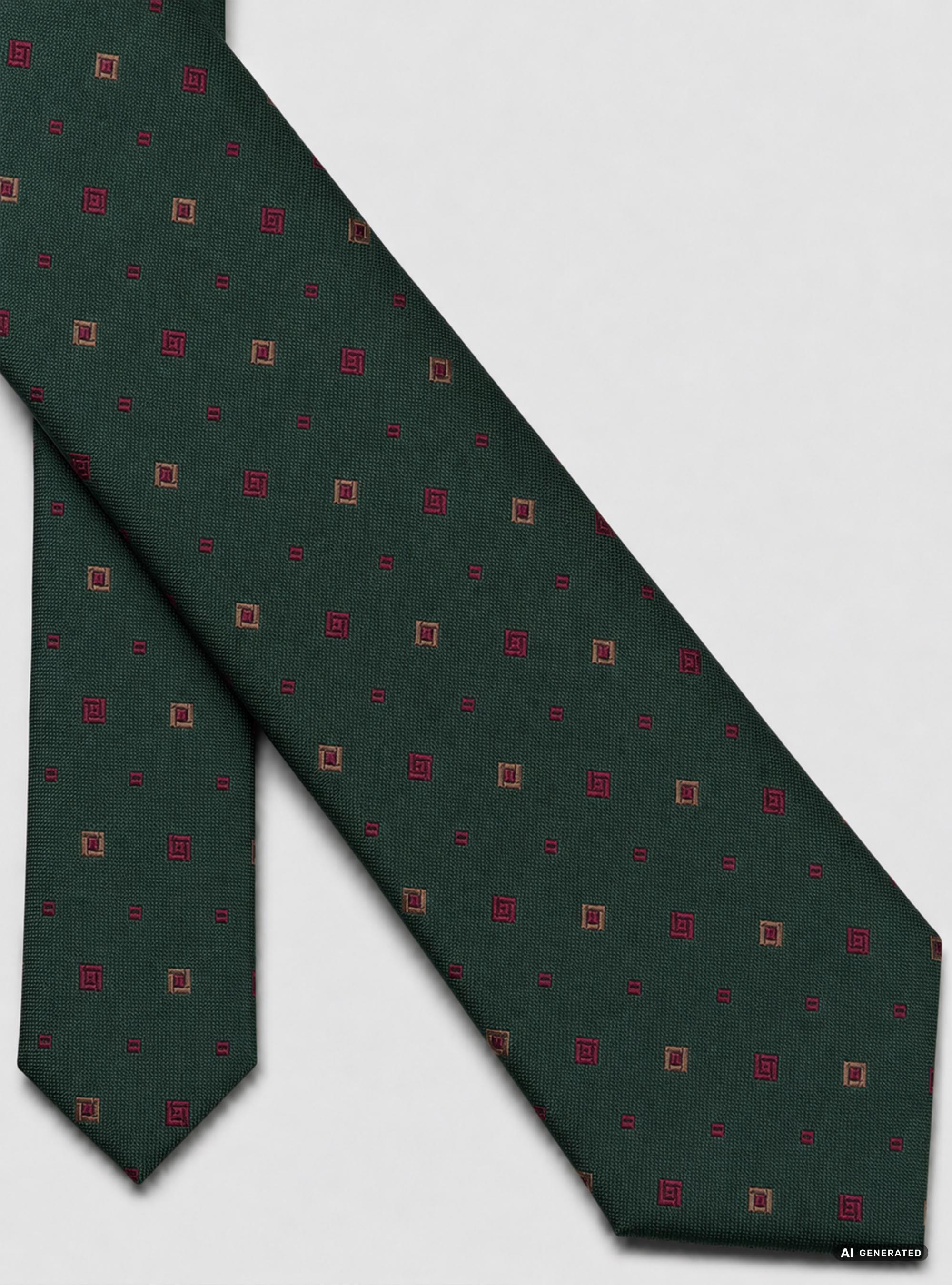 Cravatta in seta jacquard con micro fantasia, VERDE