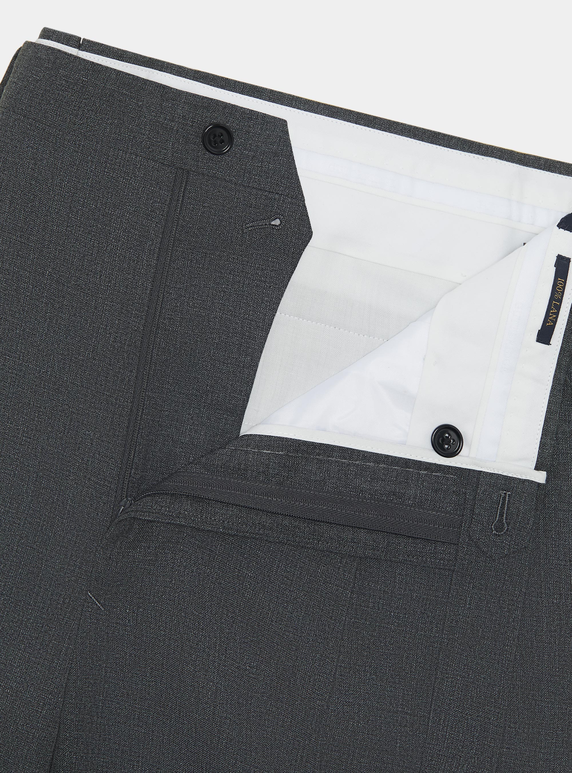 Pantaloni doppia pince in pura lana Vitale Barberis Canonico, ASFALTO 0112C
