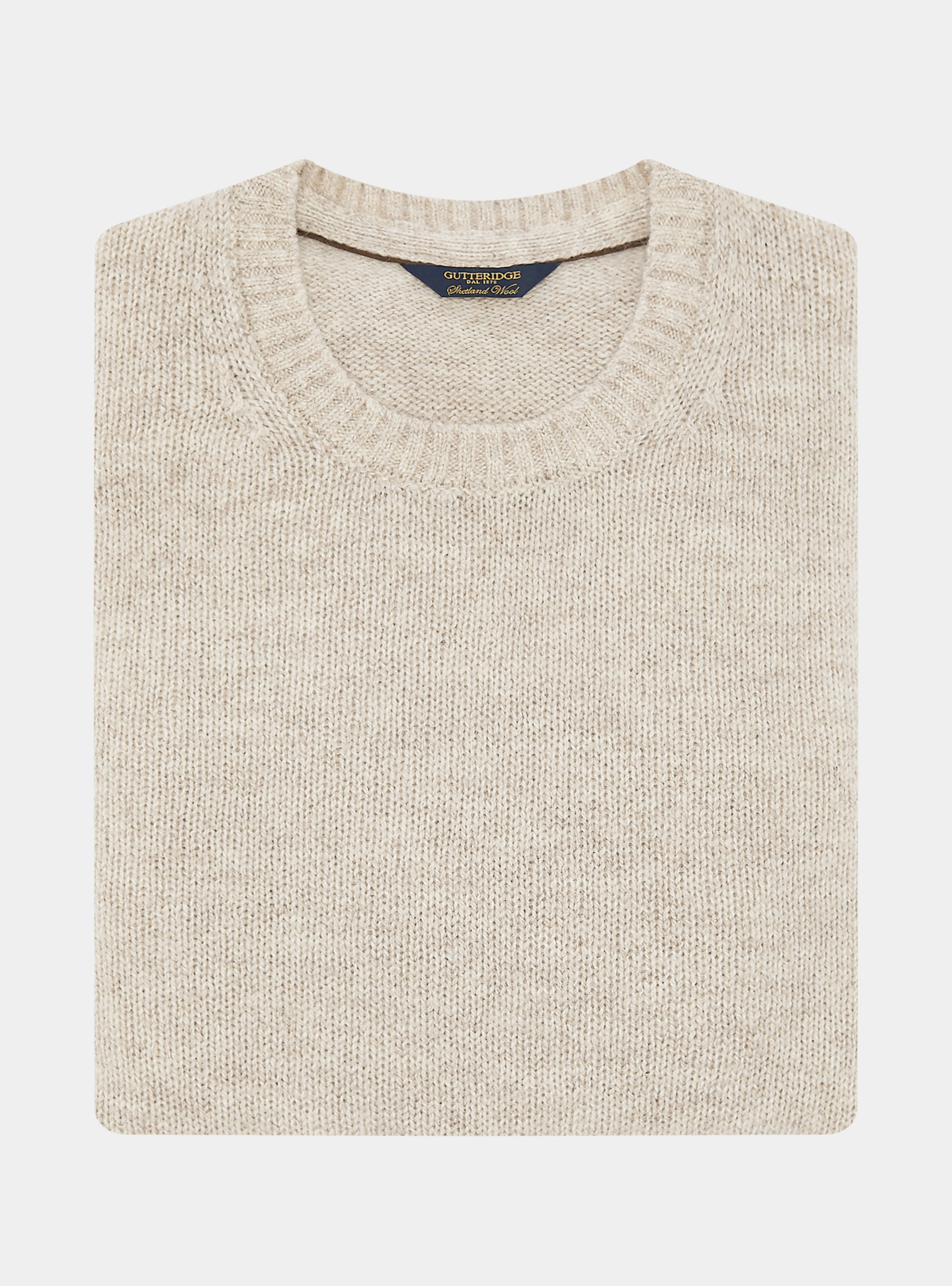 Maglia girocollo in lana shetland, ECRU