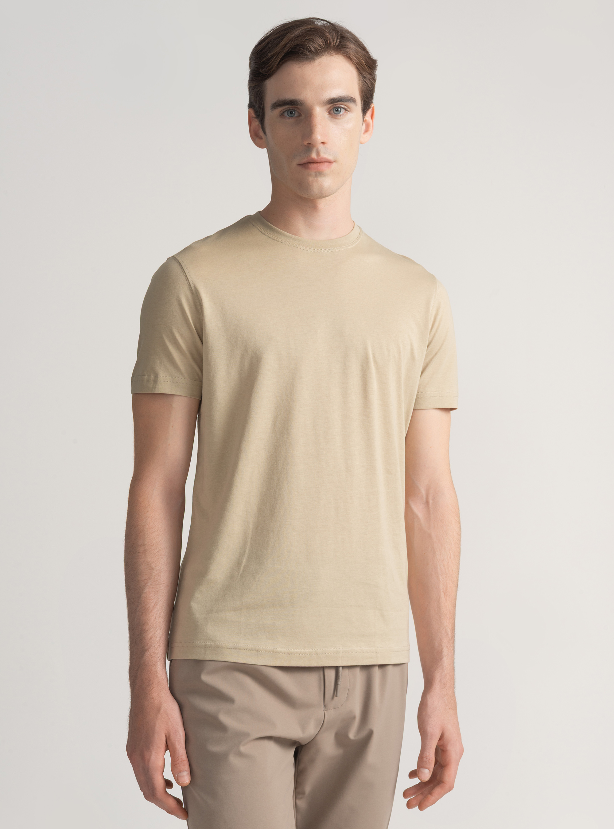 T-shirt mezza manica in cotone Supima, SABBIA