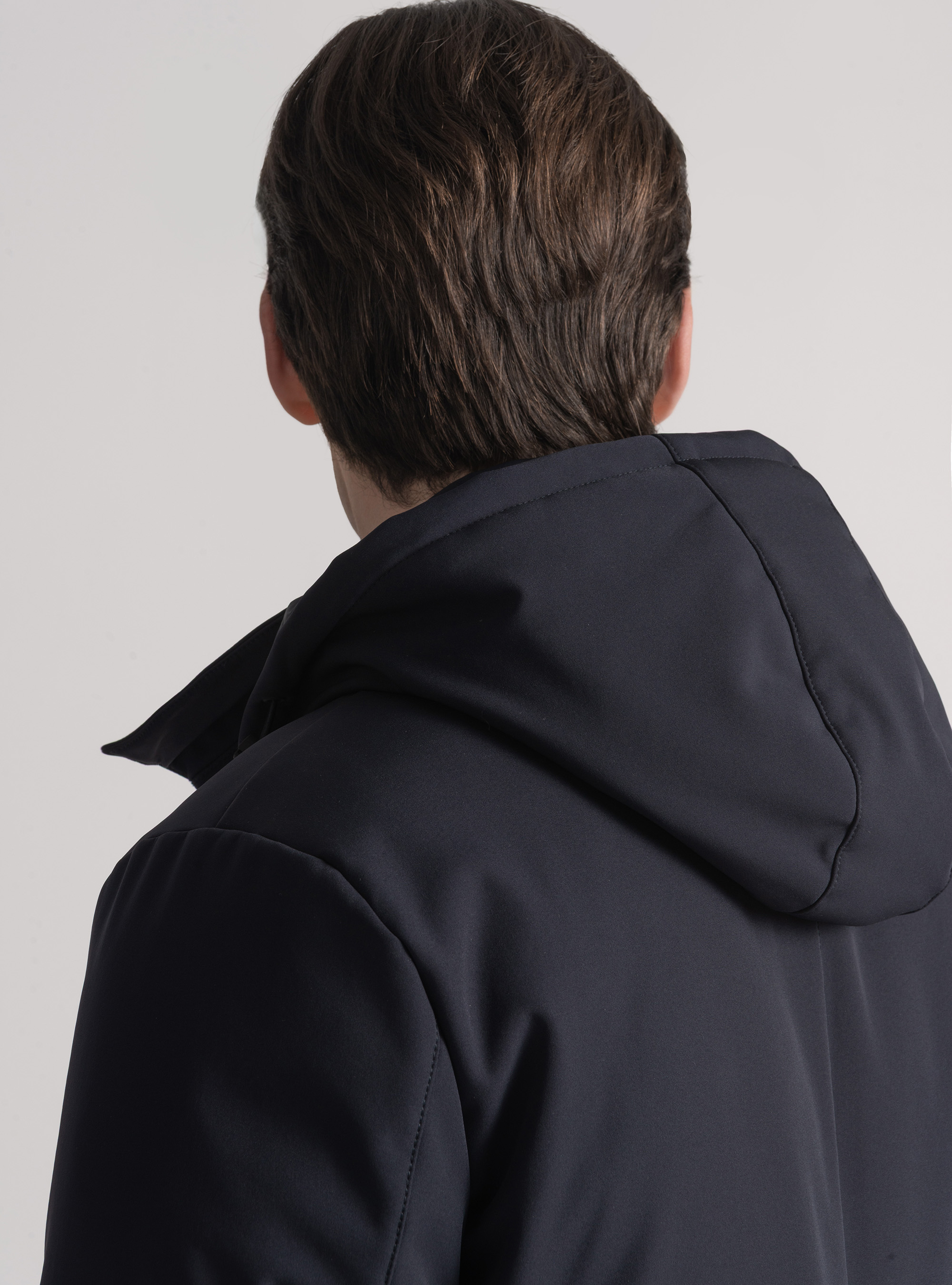 Parka tecnico con cappuccio, BLU NAVY