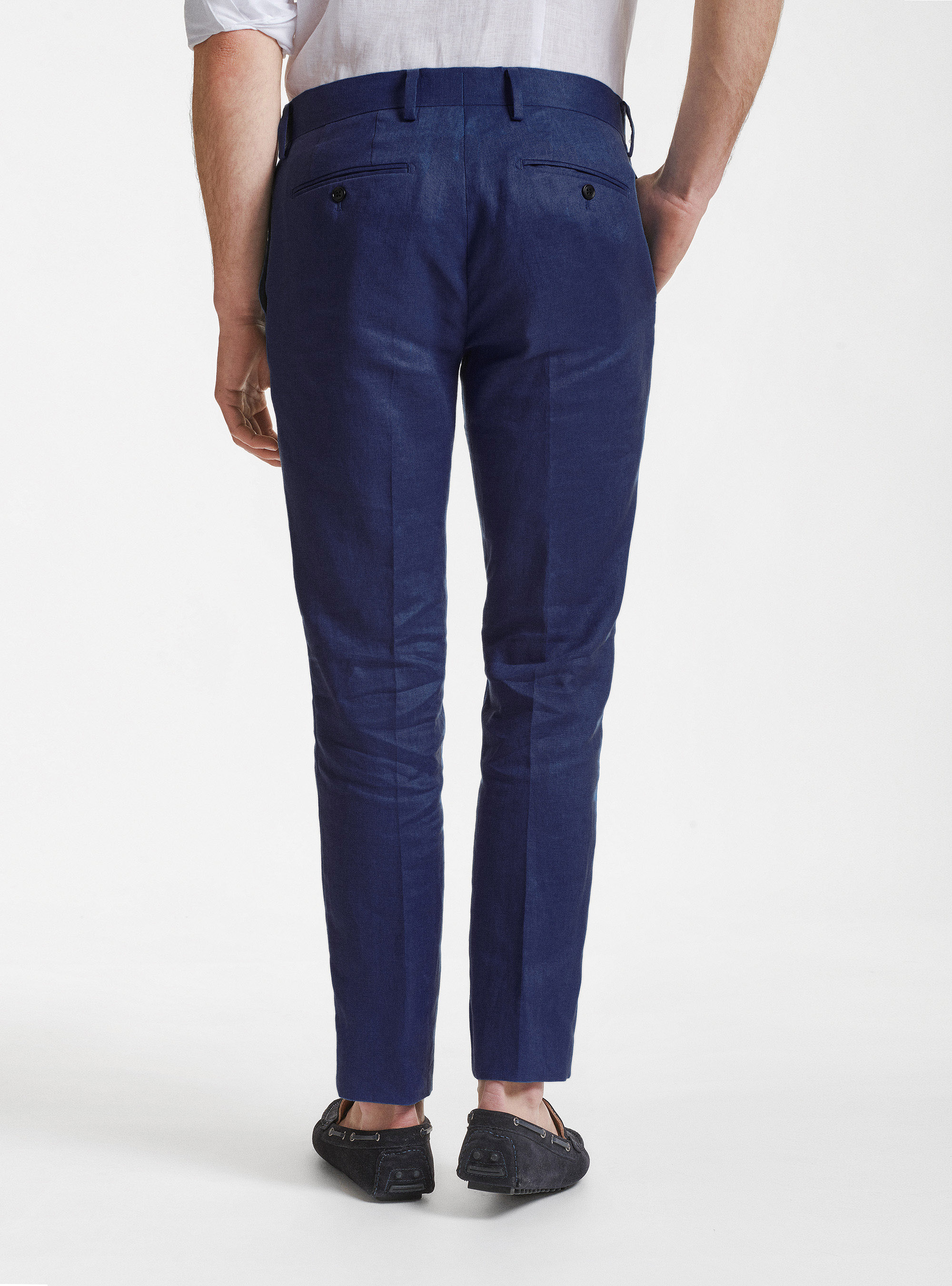 Pantaloni per abito in puro lino, BLU