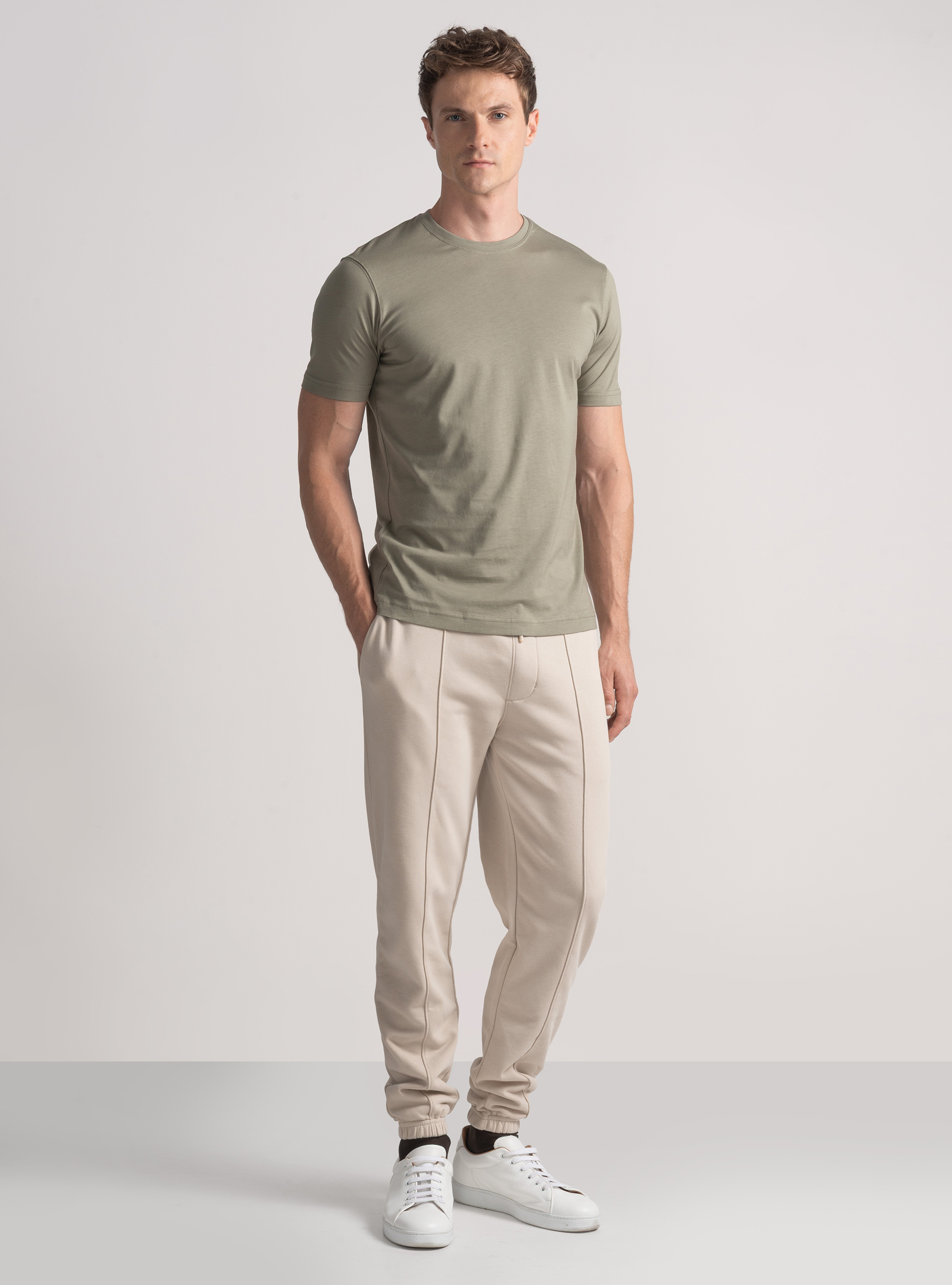 T-shirt mezza manica in cotone Supima, SALVIA 0602C