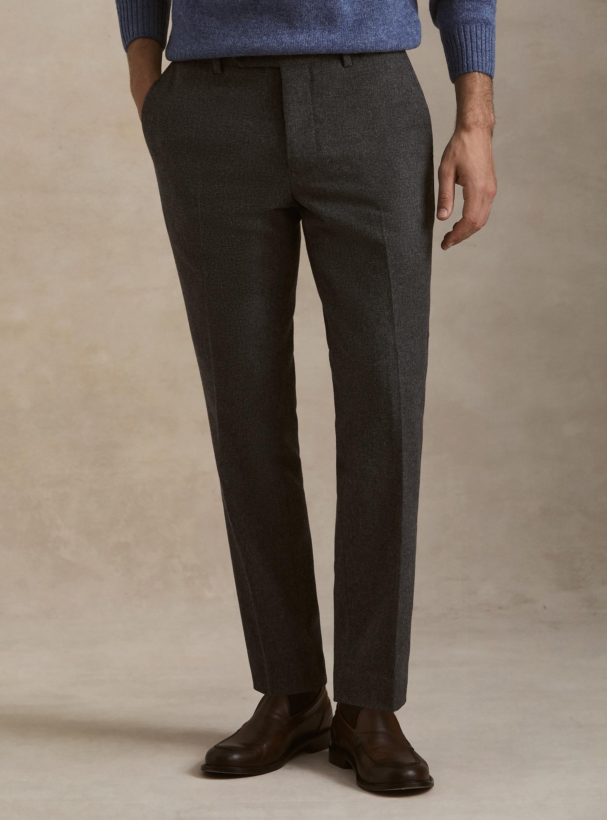 Pantaloni in flanella misto lana, ASFALTO