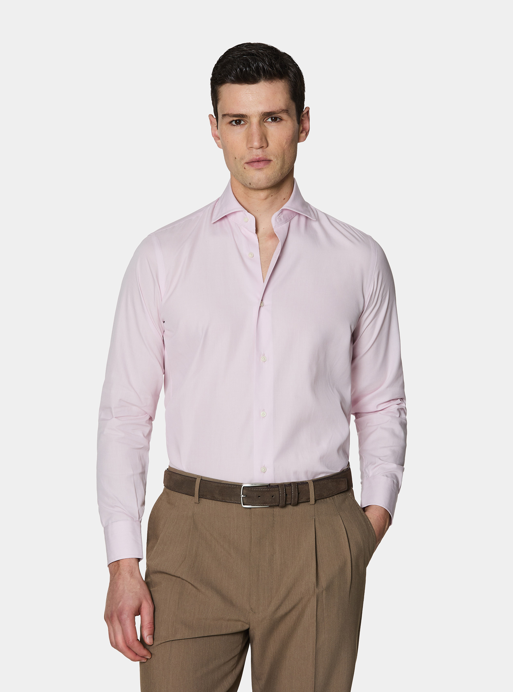 Camicia in cotone fil a fil, ROSA