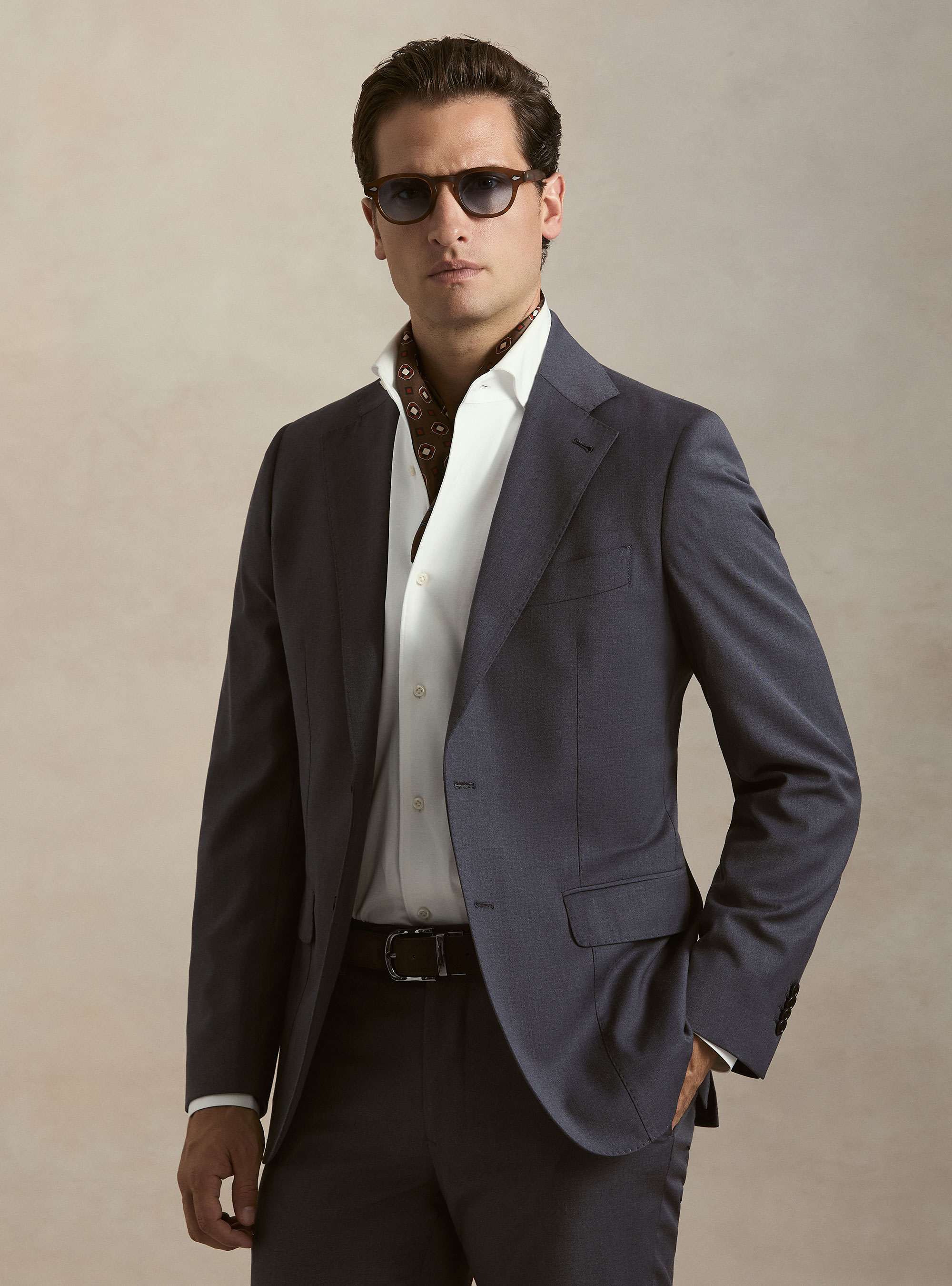 Giacca abito classico slim fit, INCHIOSTRO