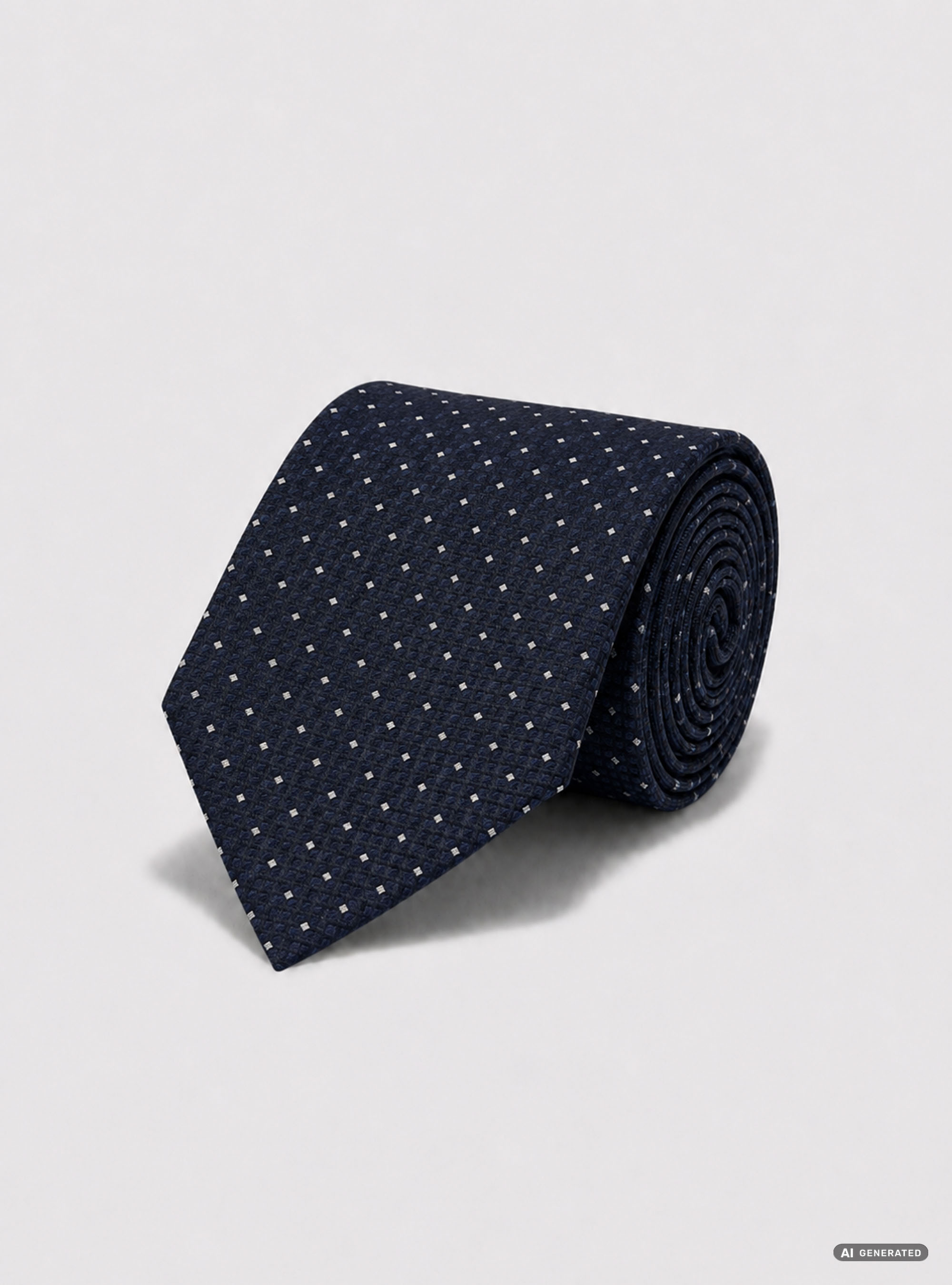 Cravatta in seta jacquard micro check e pois, BLU NAVY