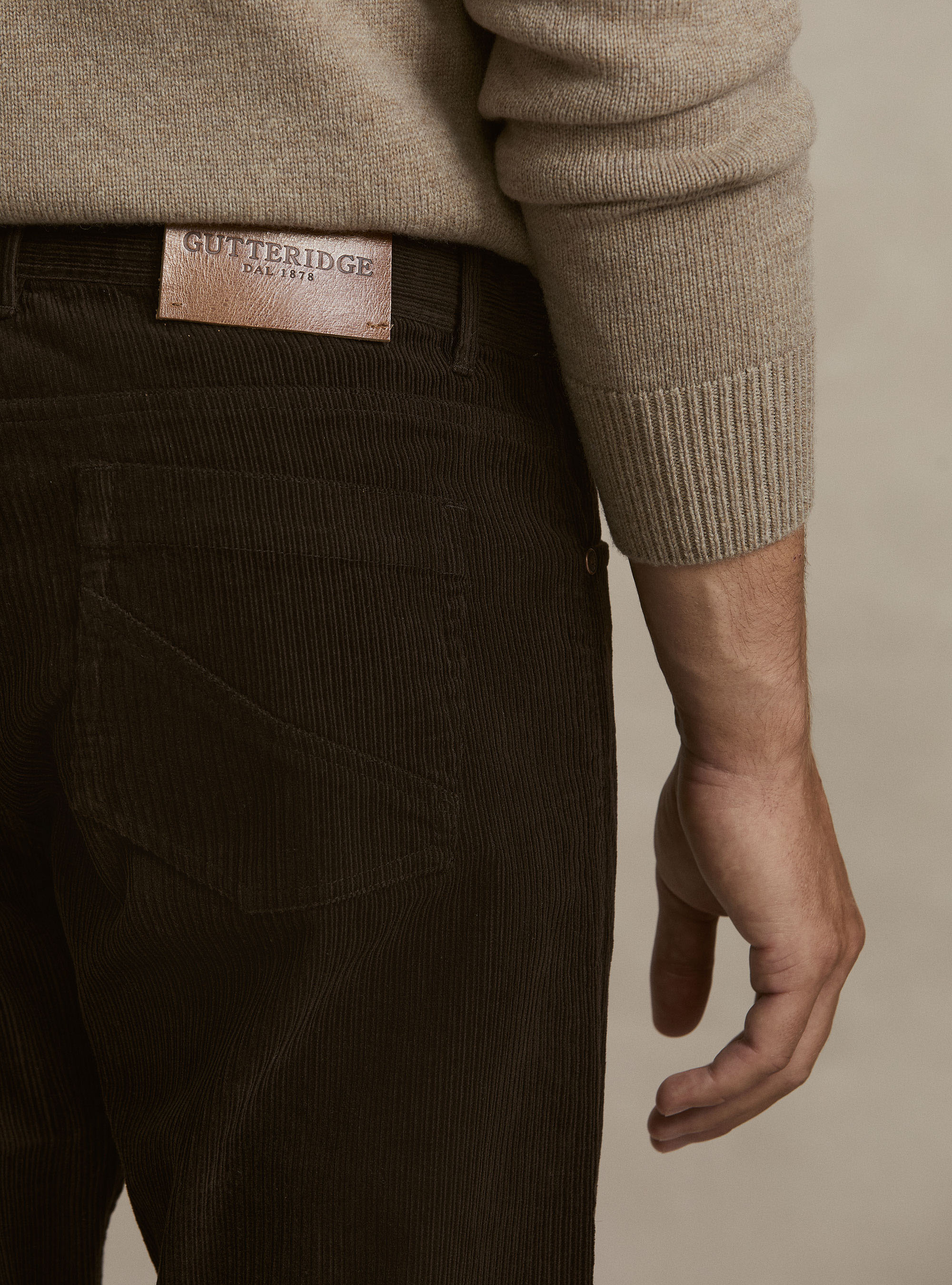 Pantaloni 5 tasche in velluto, MARRONE