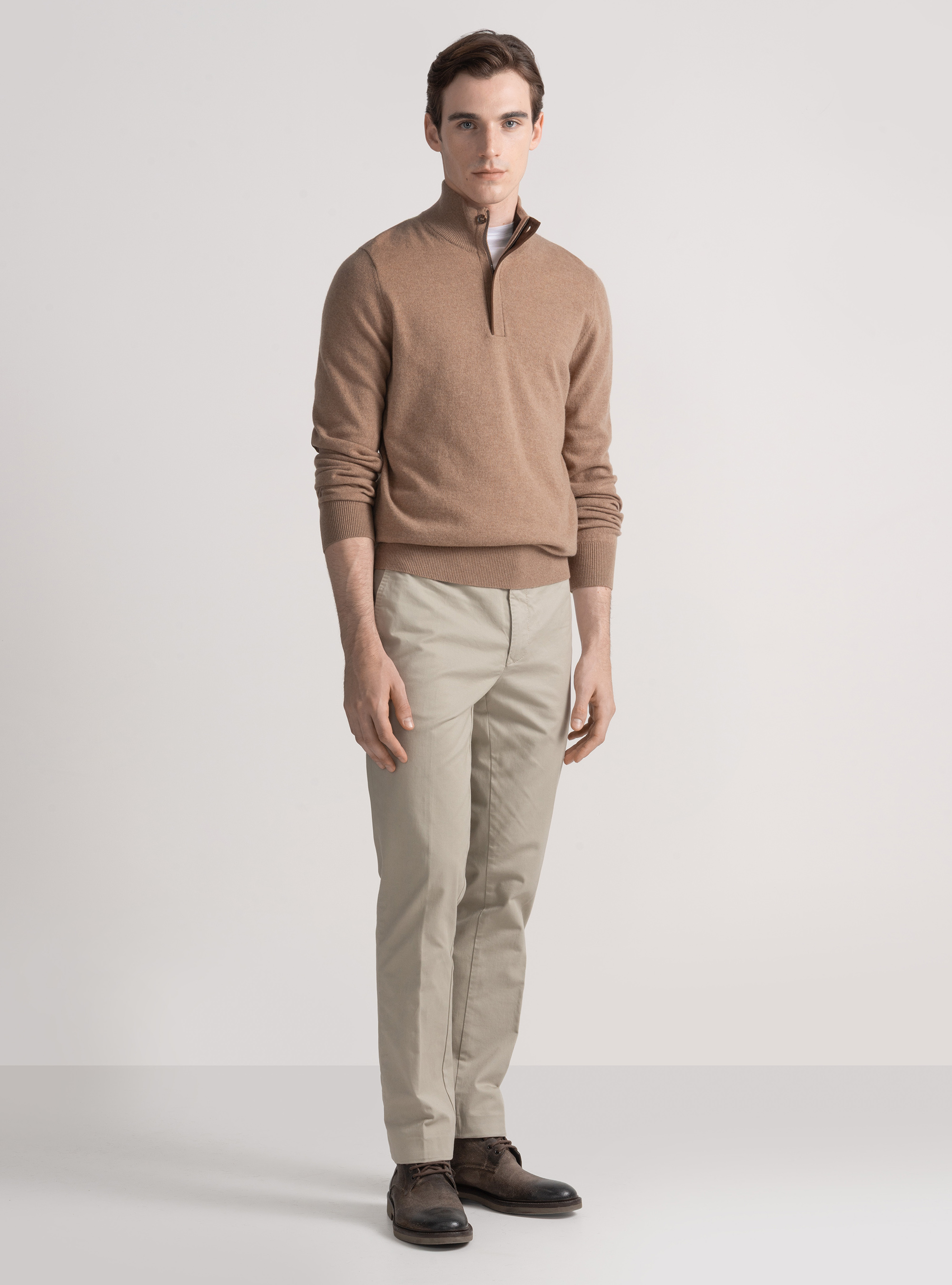 Pantaloni chino slim fit in twill stretch, ECRU