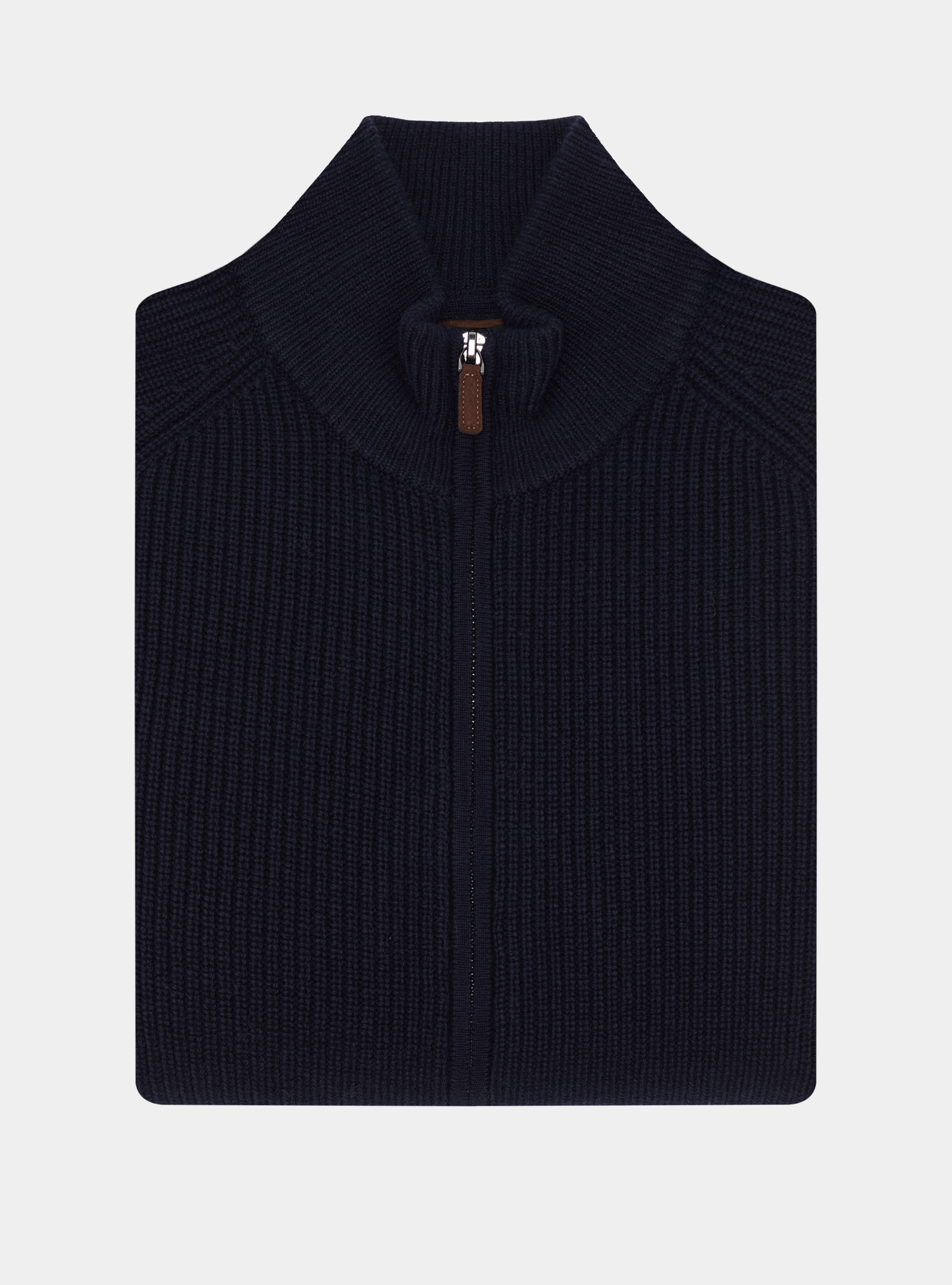 Cardigan con zip in maglia raglan in lana merino, BLU NAVY