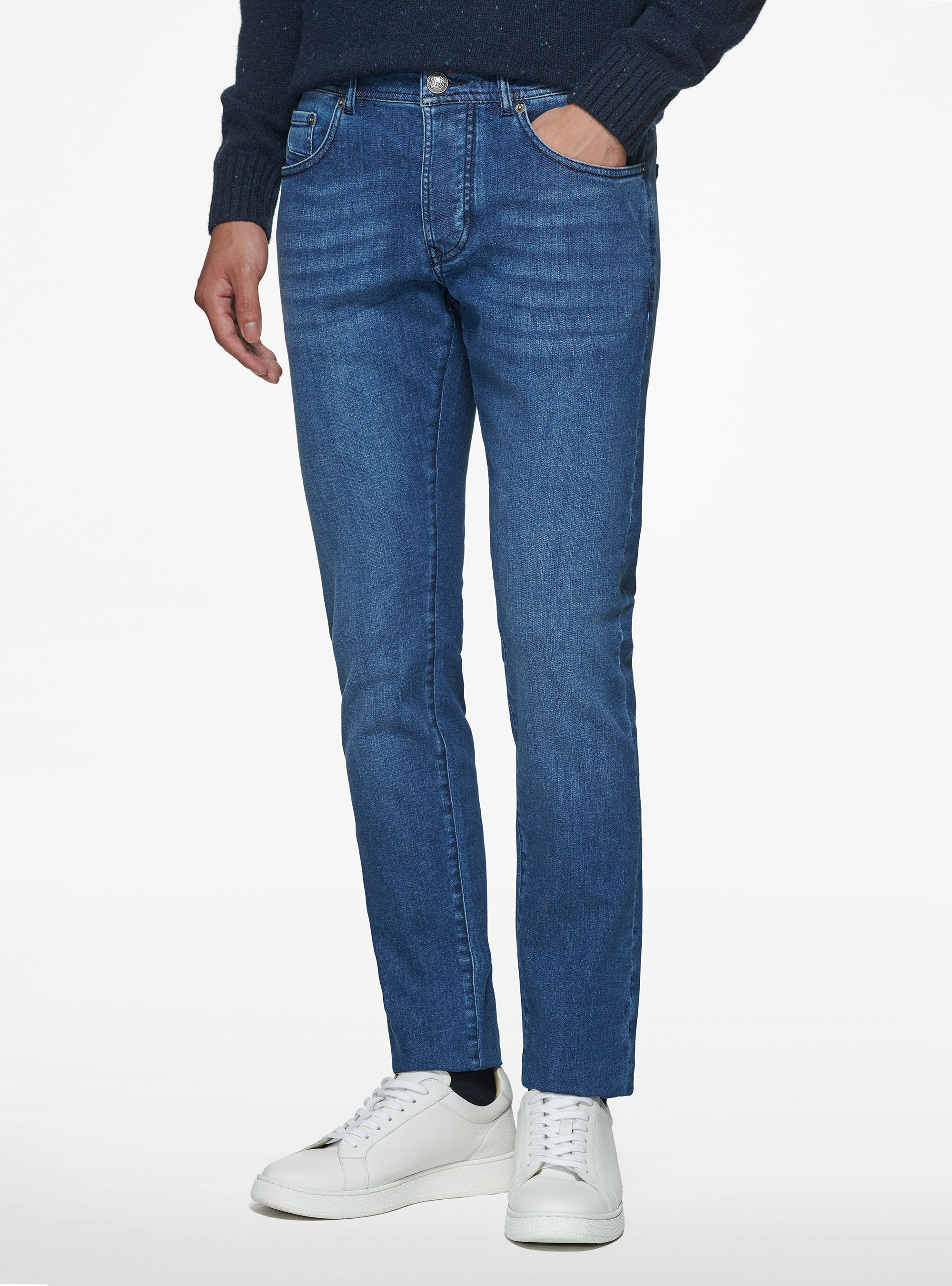 Jeans tinto in filo, BLU