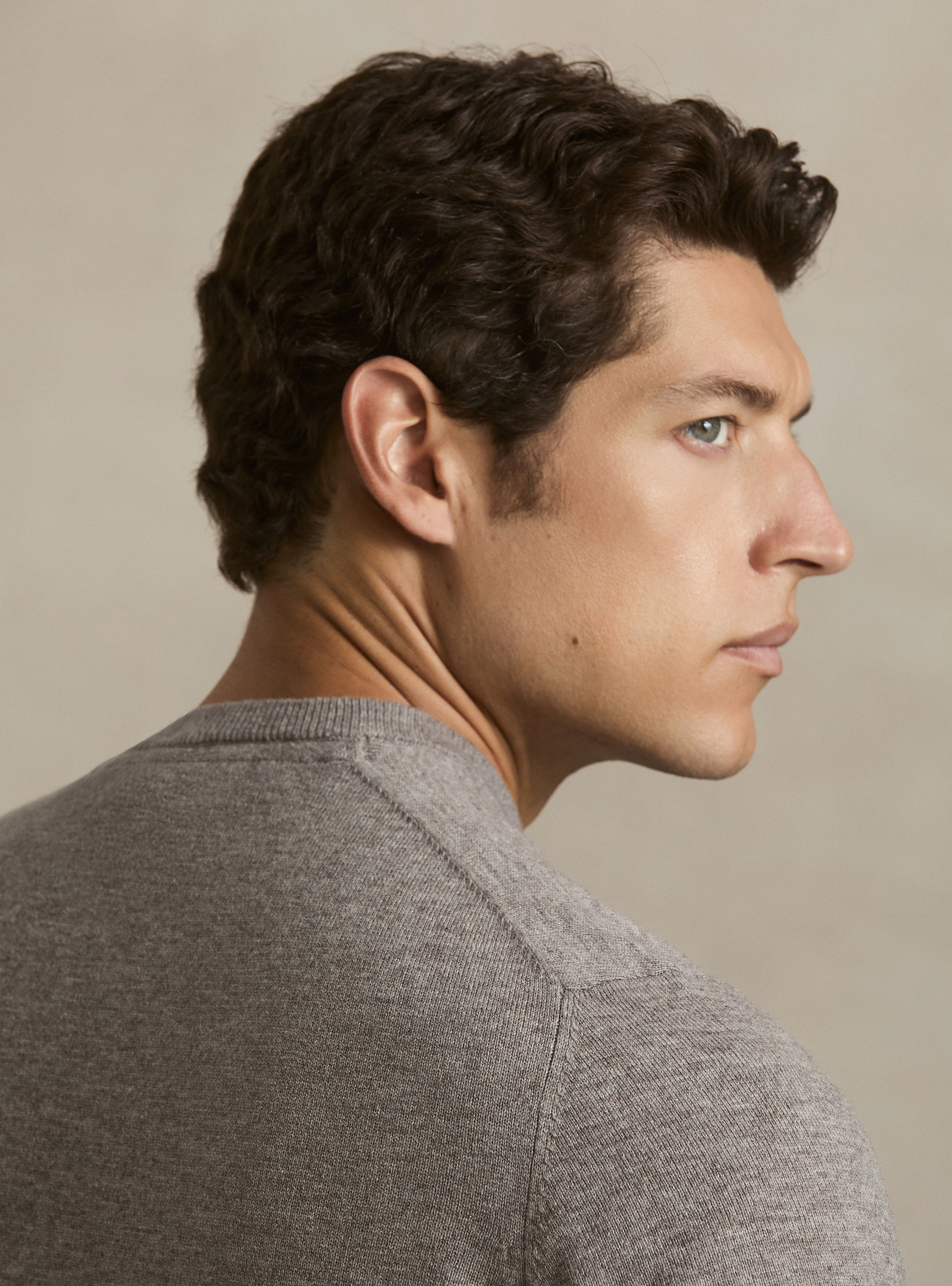 Girocollo in maglia in lana e cashmere, TORTORA 0542C