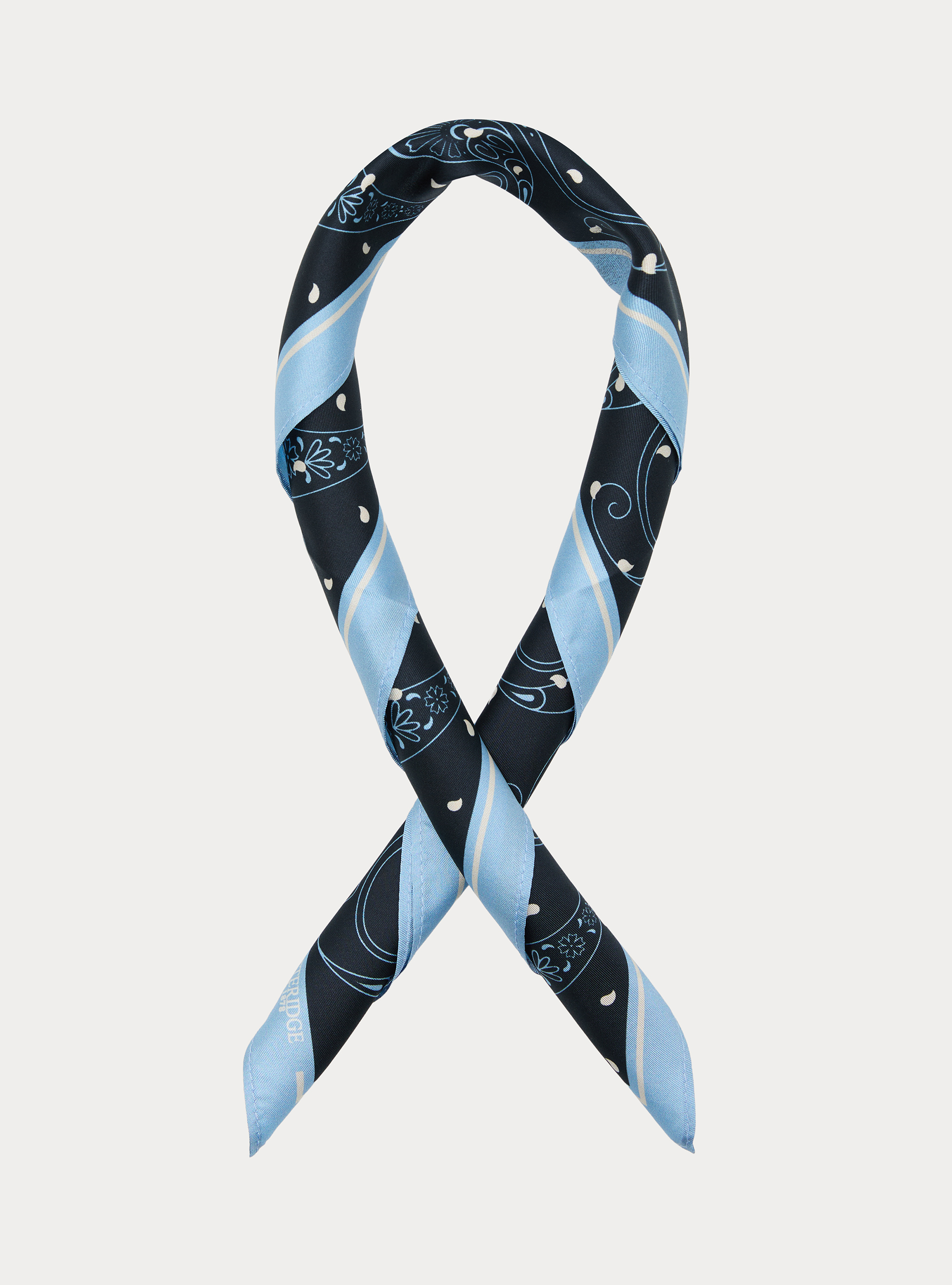 Foulard in seta stampata fantasia paisley, BLU NAVY