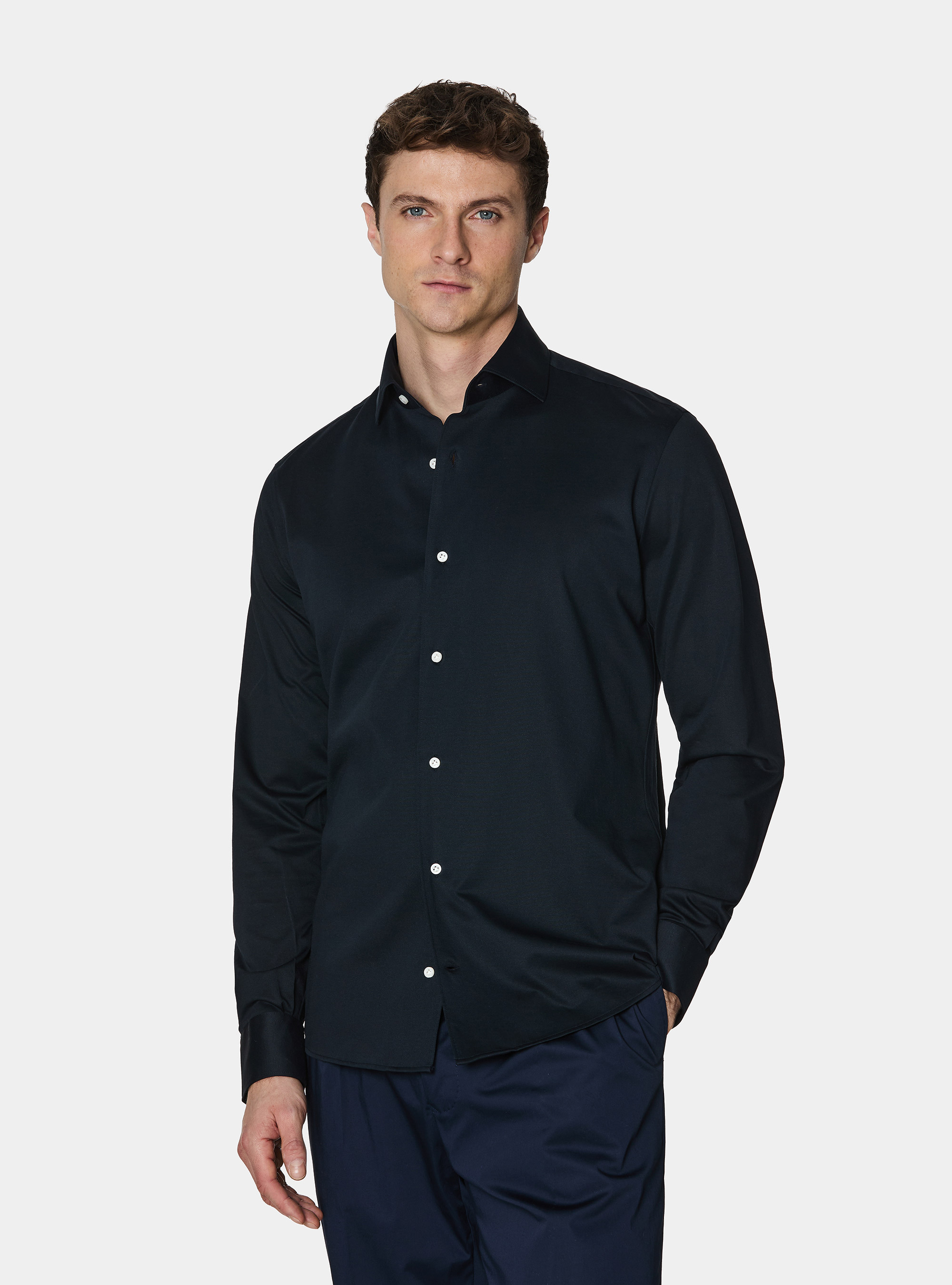 Camicia GT01 in jersey di misto cotone, BLU NAVY