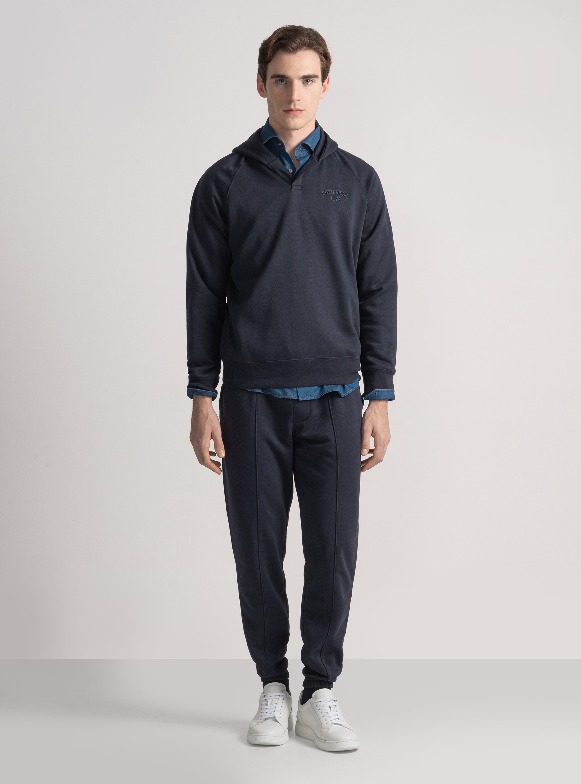 Felpa GT01 con cappuccio in misto cotone, BLU NAVY