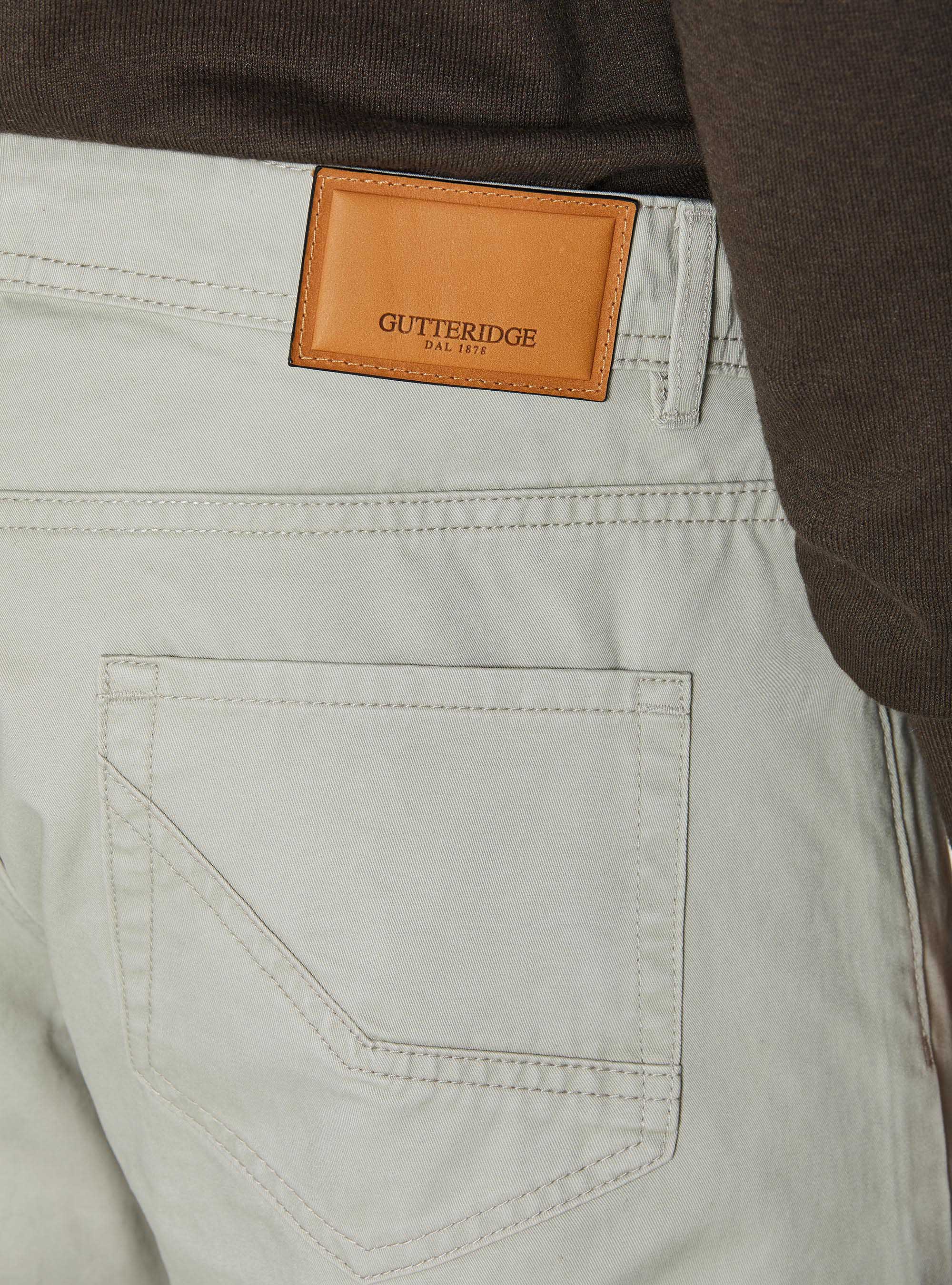 Pantaloni slim fit in twill di cotone, ECRU