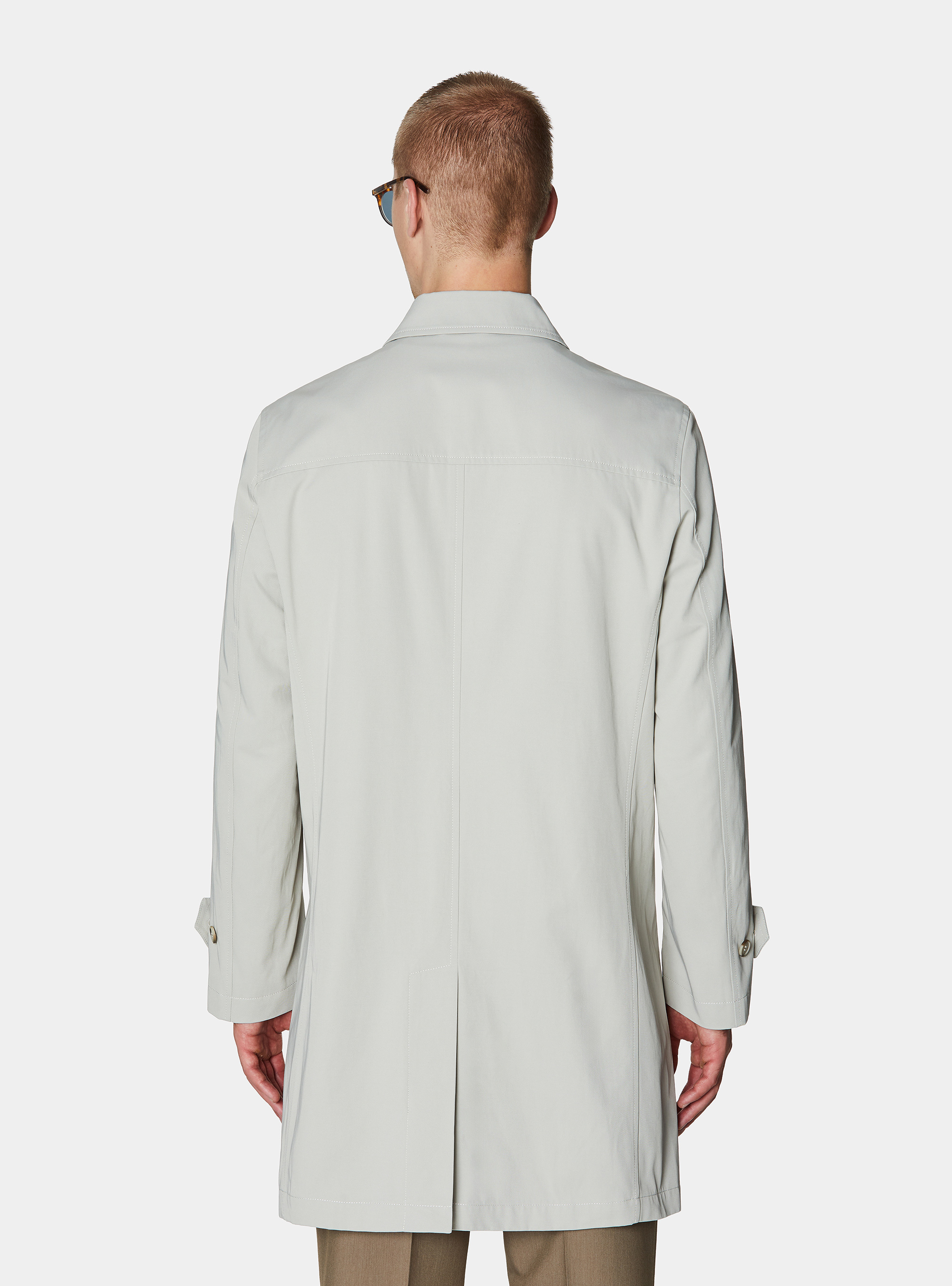 Impermeabile monopetto in misto cotone, ECRU