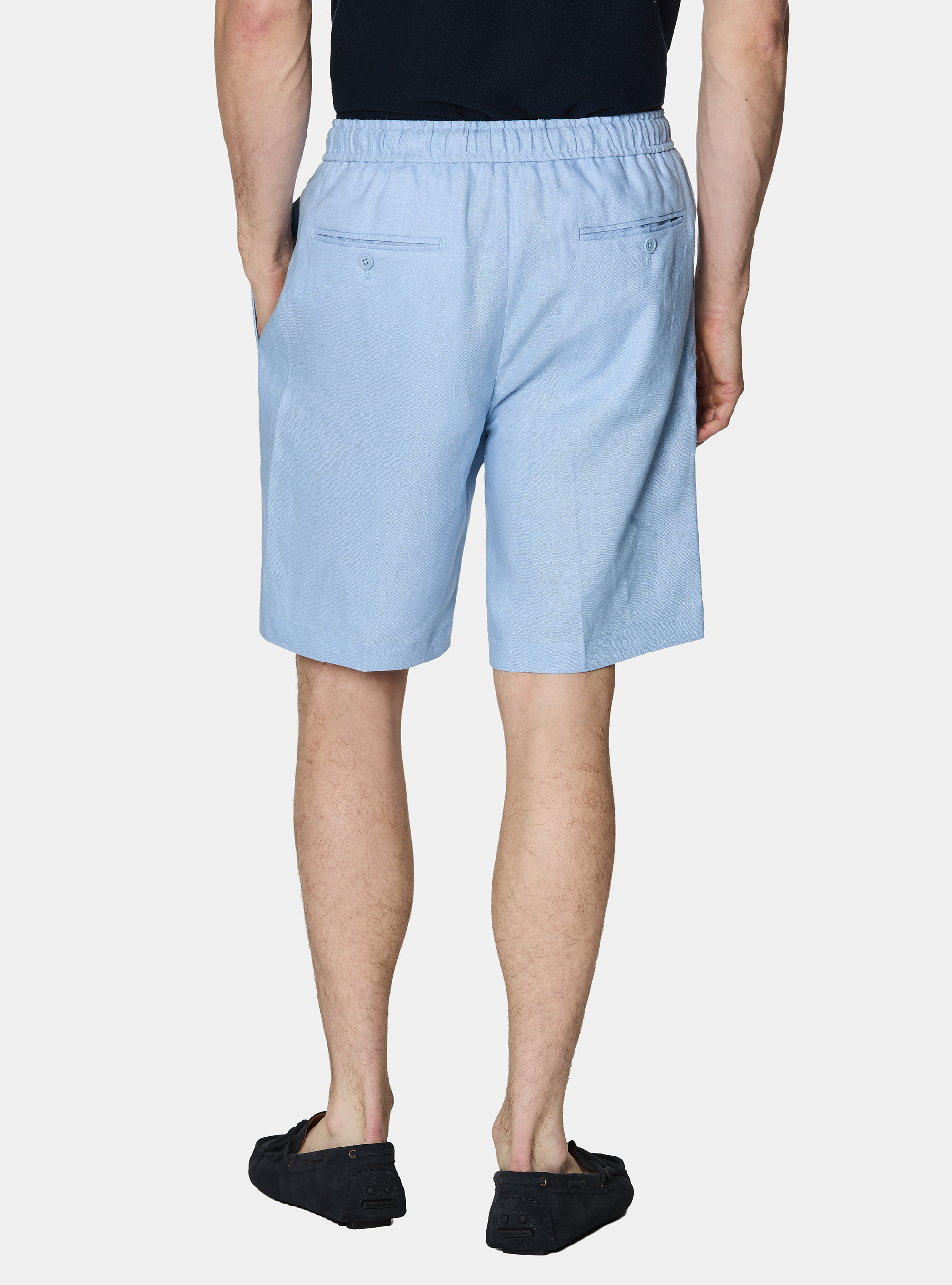 Bermuda in lino con coulisse, 0266C AZZURRO