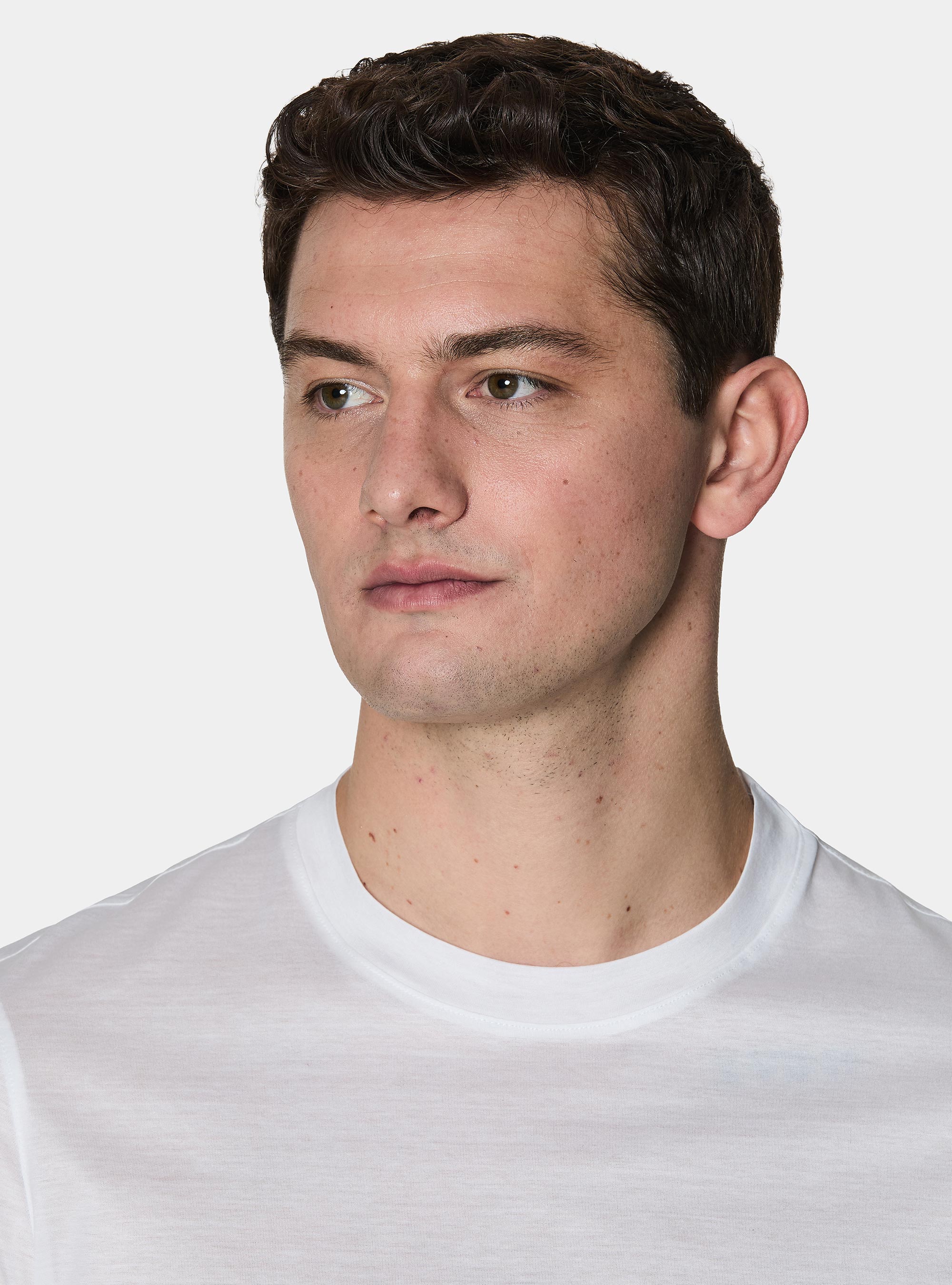 T-shirt mezza manica in filo di Scozia, BIANCO