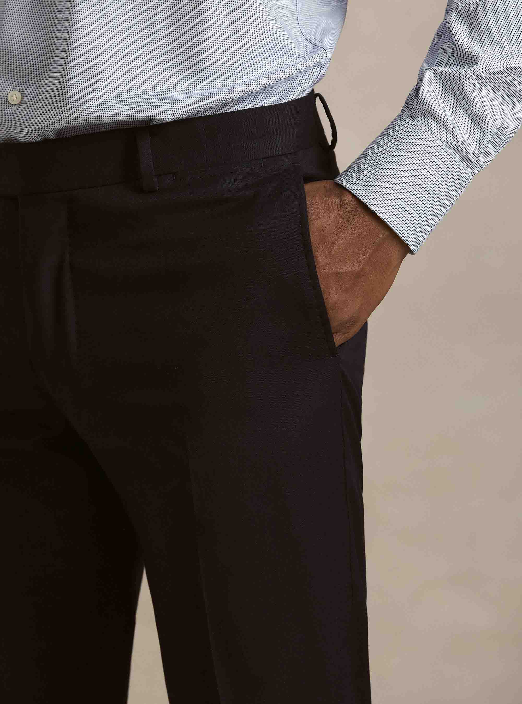 Pantaloni per abito in flanella di lana, BLU NAVY