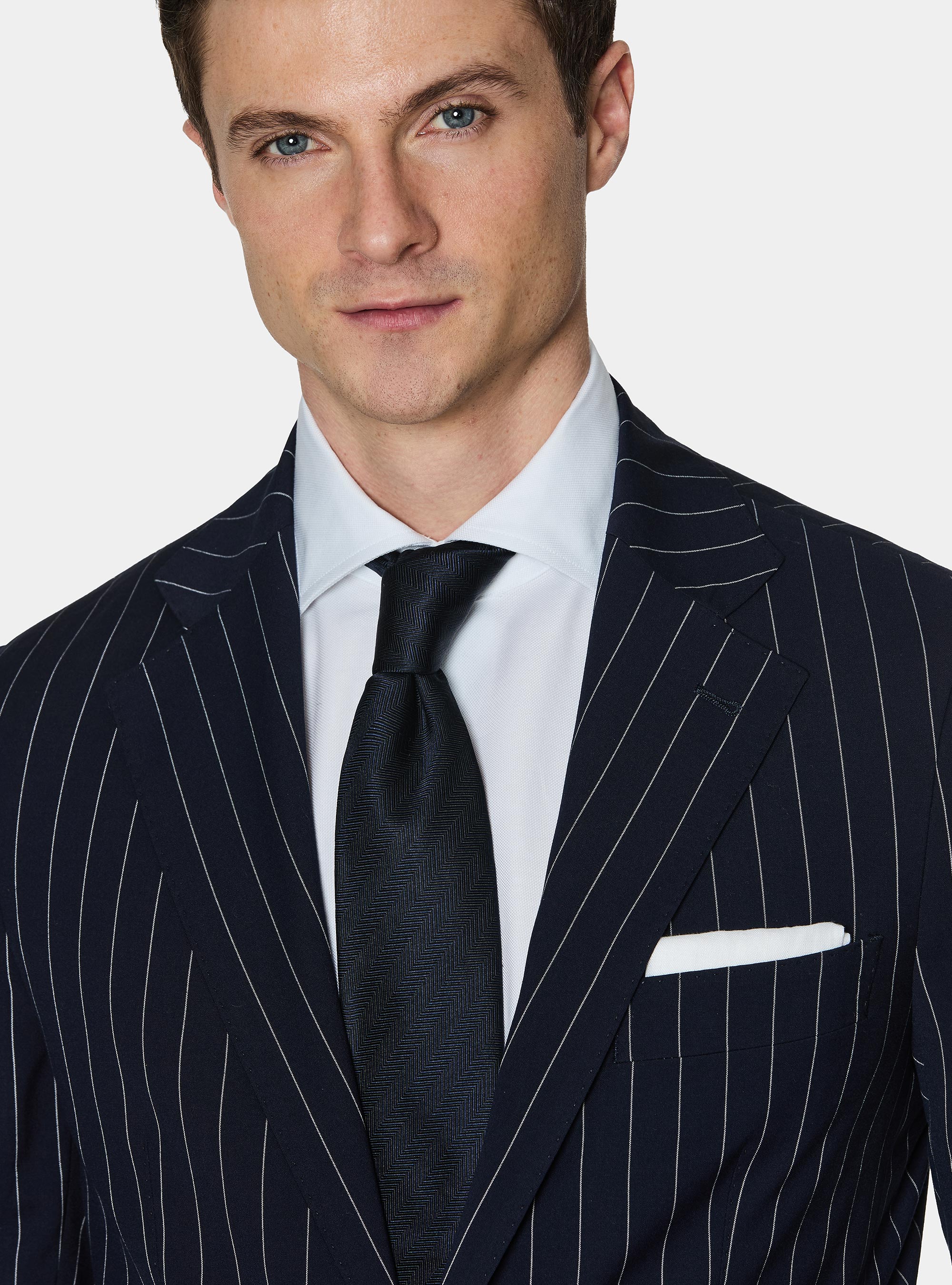 Giacca abito monopetto gessato, BLU NAVY