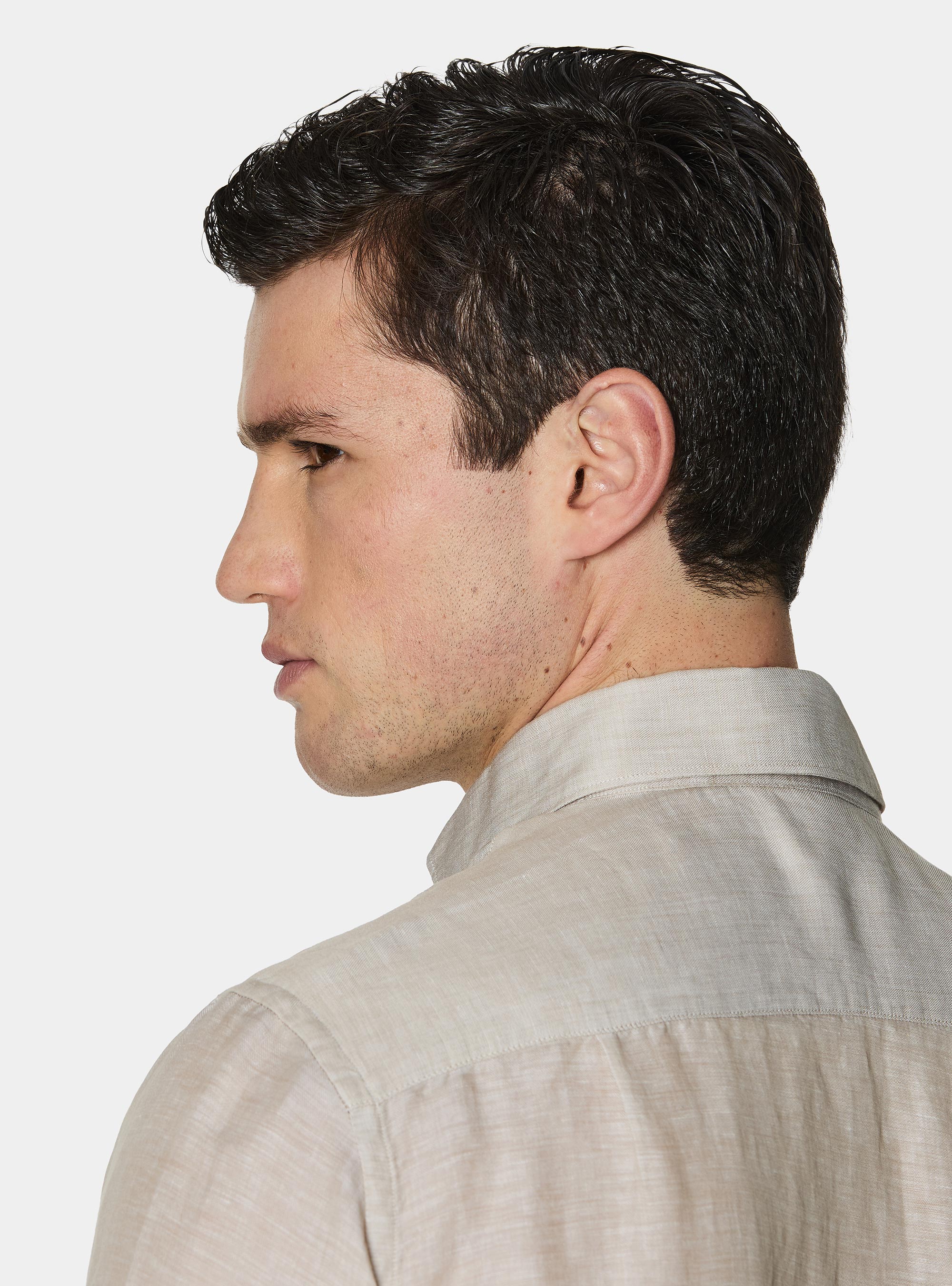 Camicia in misto lino con paramontura, SABBIA