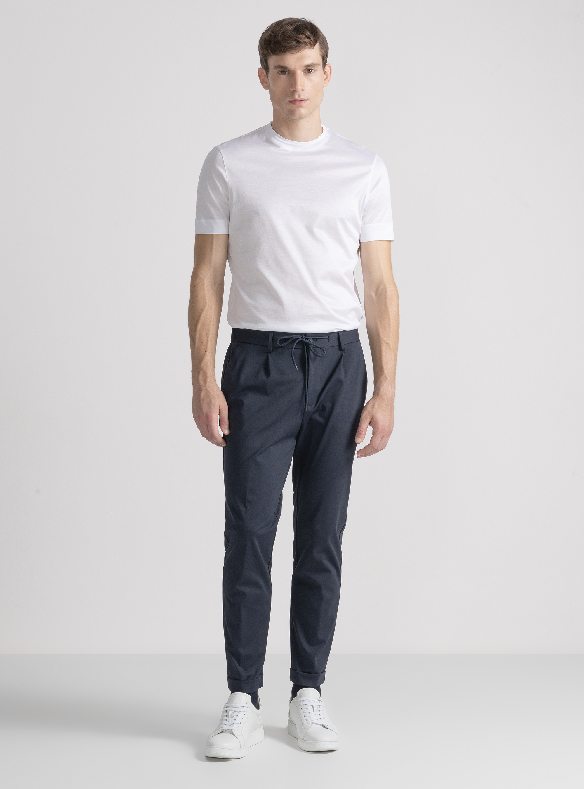 T-shirt mezza manica in filo di Scozia, BIANCO