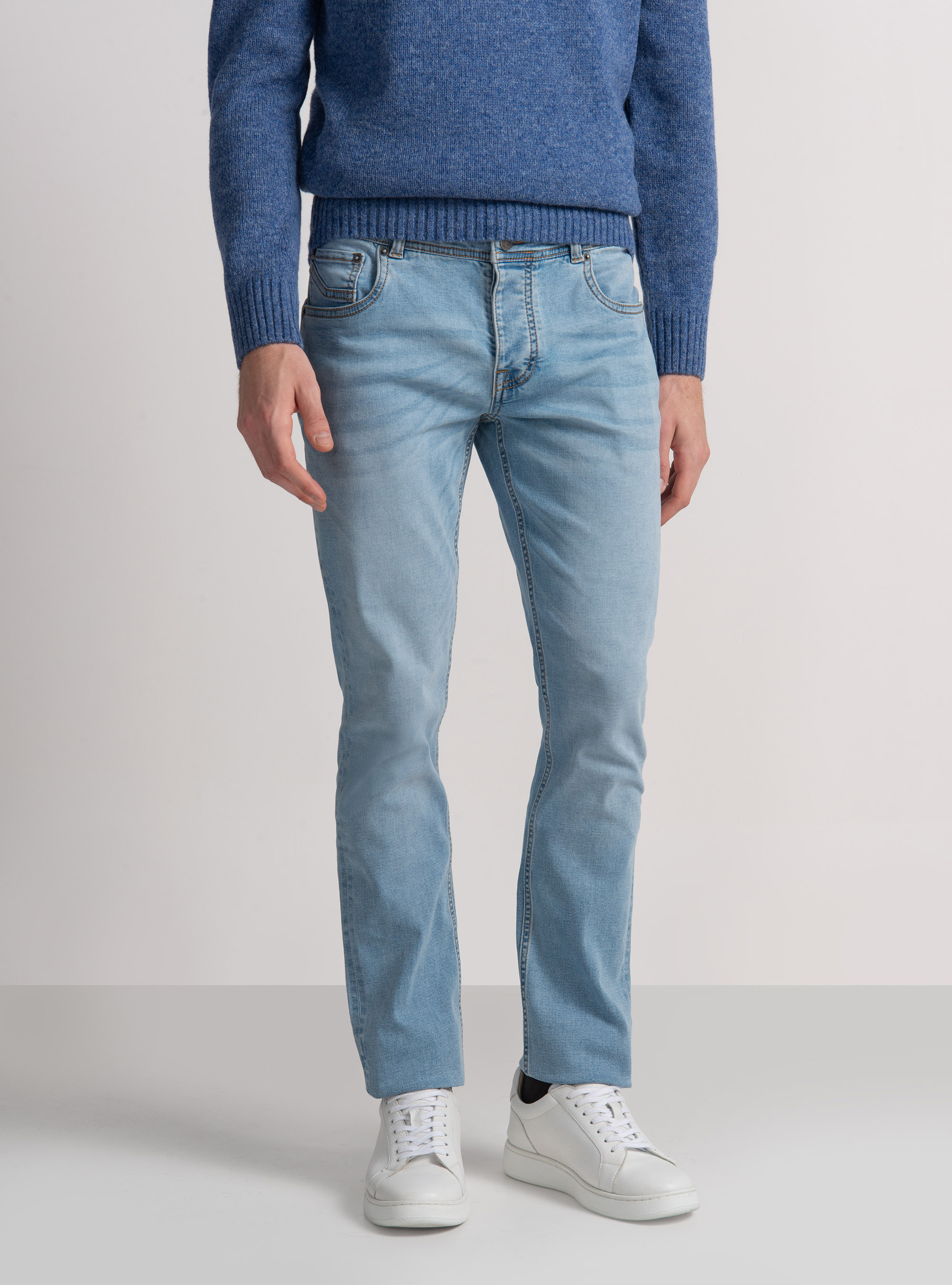 5 Tasche denim regular fit, AZZURRO