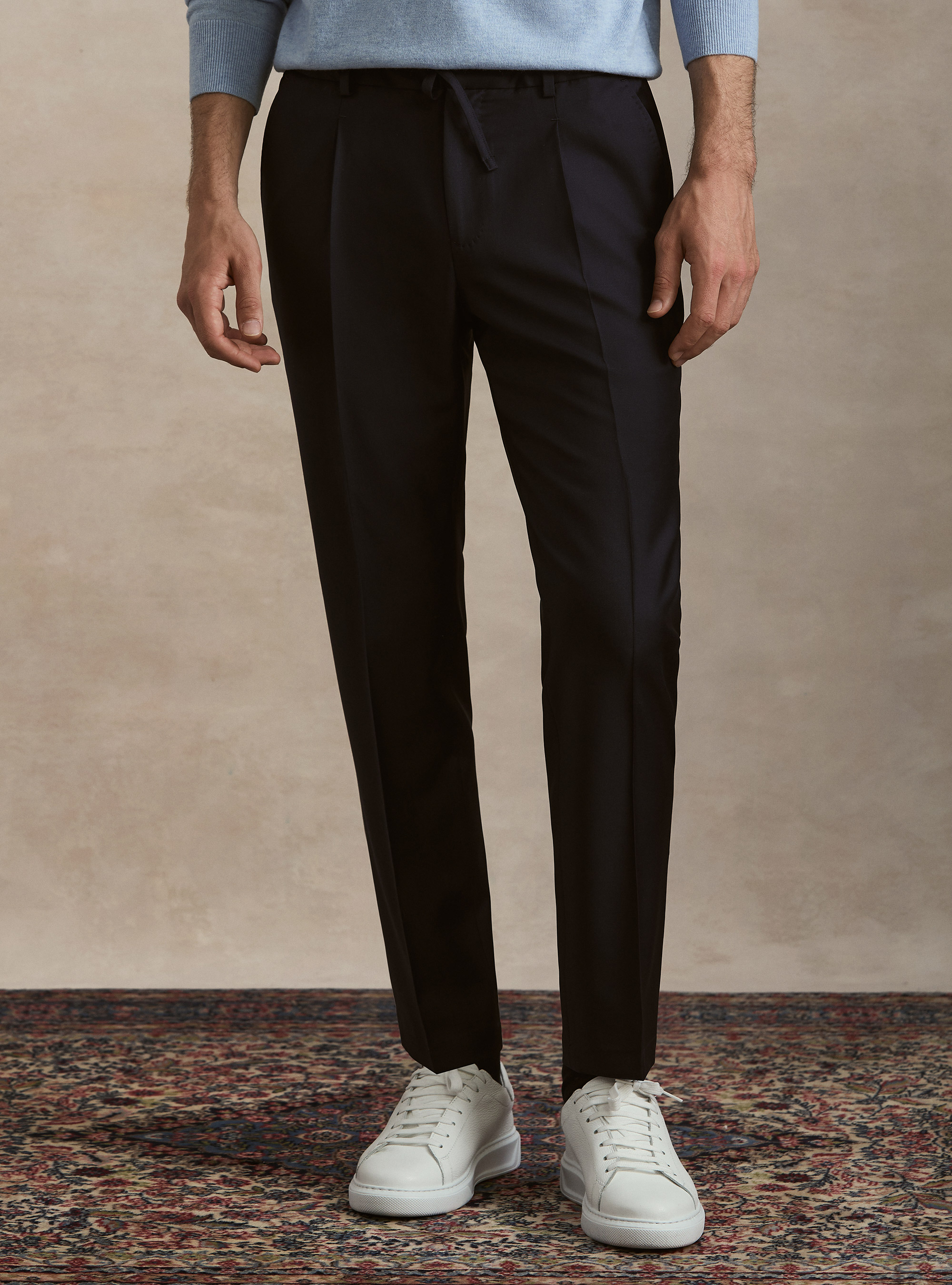 Pantaloni con coulisse in lana Vitale Barberis Canonico, BLU NAVY