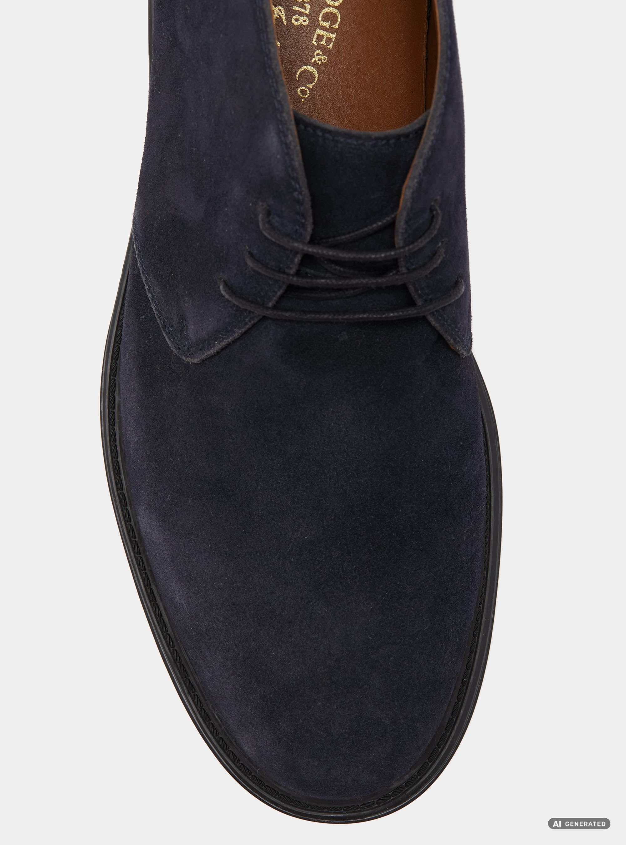 Polacchini in suede con suola in gomma, BLU NAVY