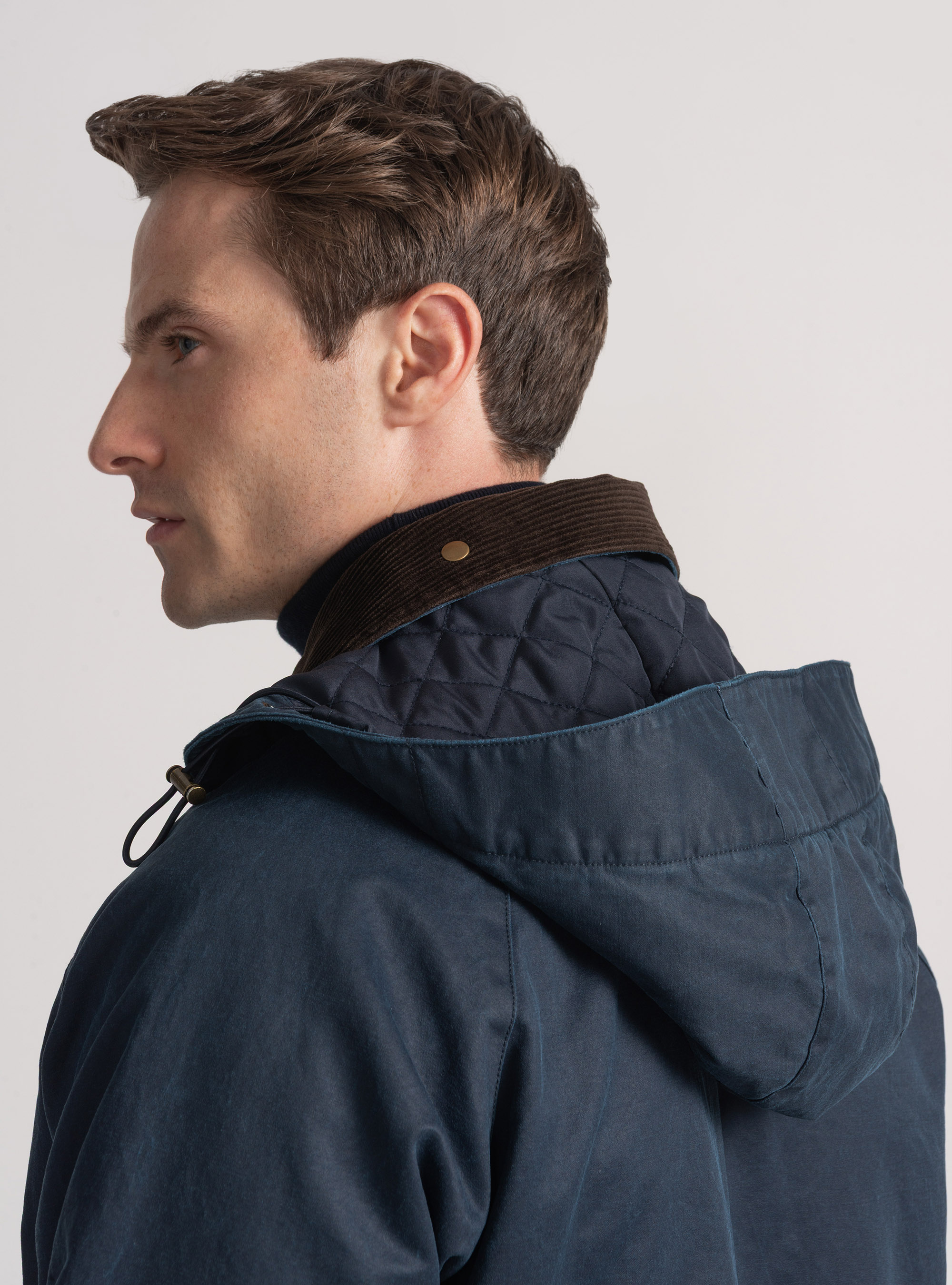 Giacca cerata in misto cotone, BLU NAVY