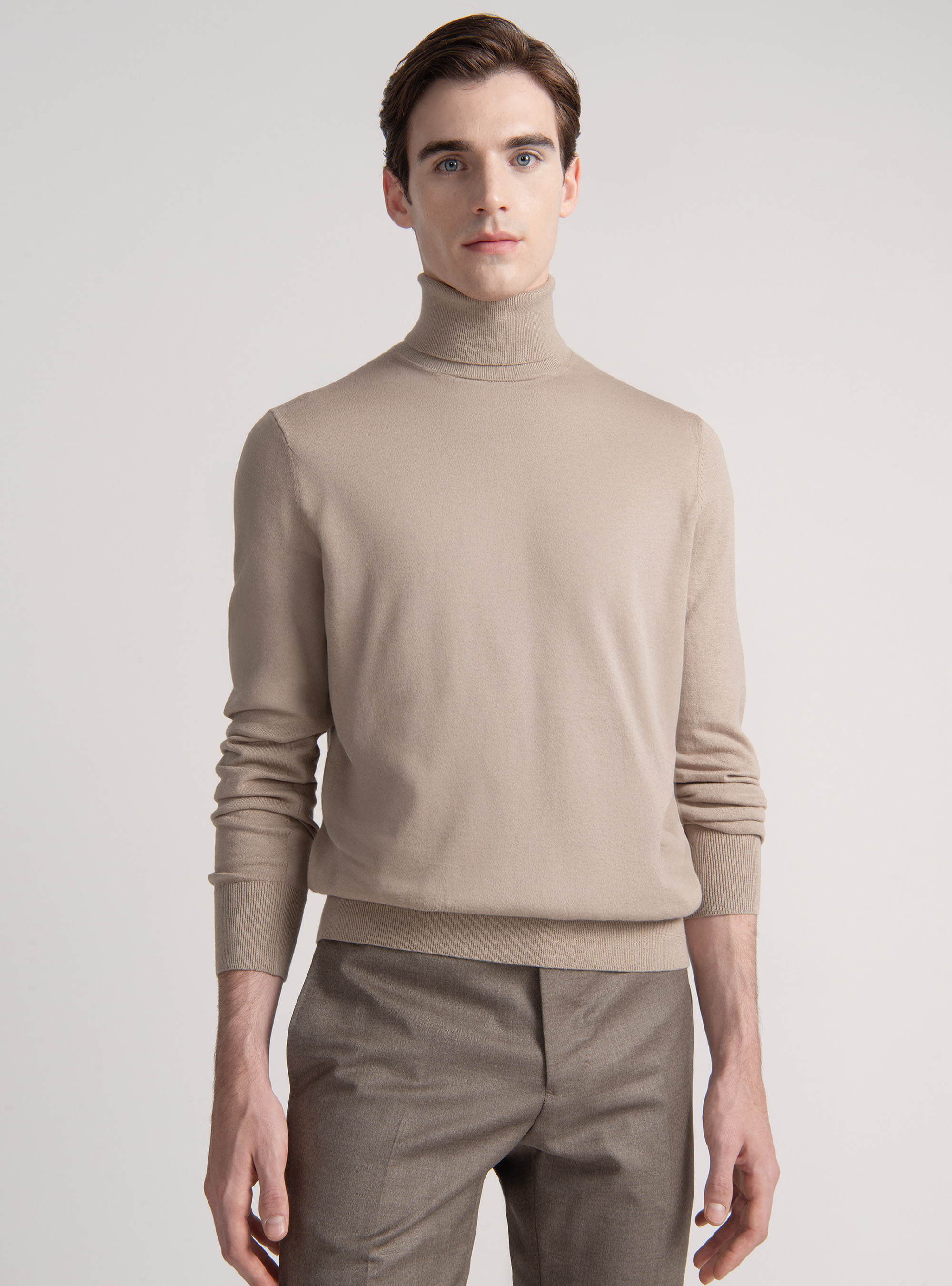 Dolcevita in cotone seta e cashmere, SABBIA