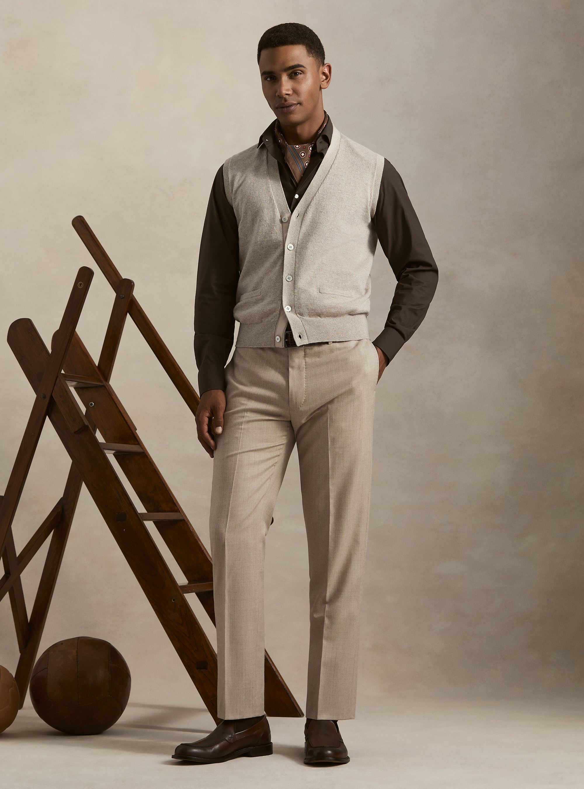 Gilet in puro cashmere con bottoni, ECRU