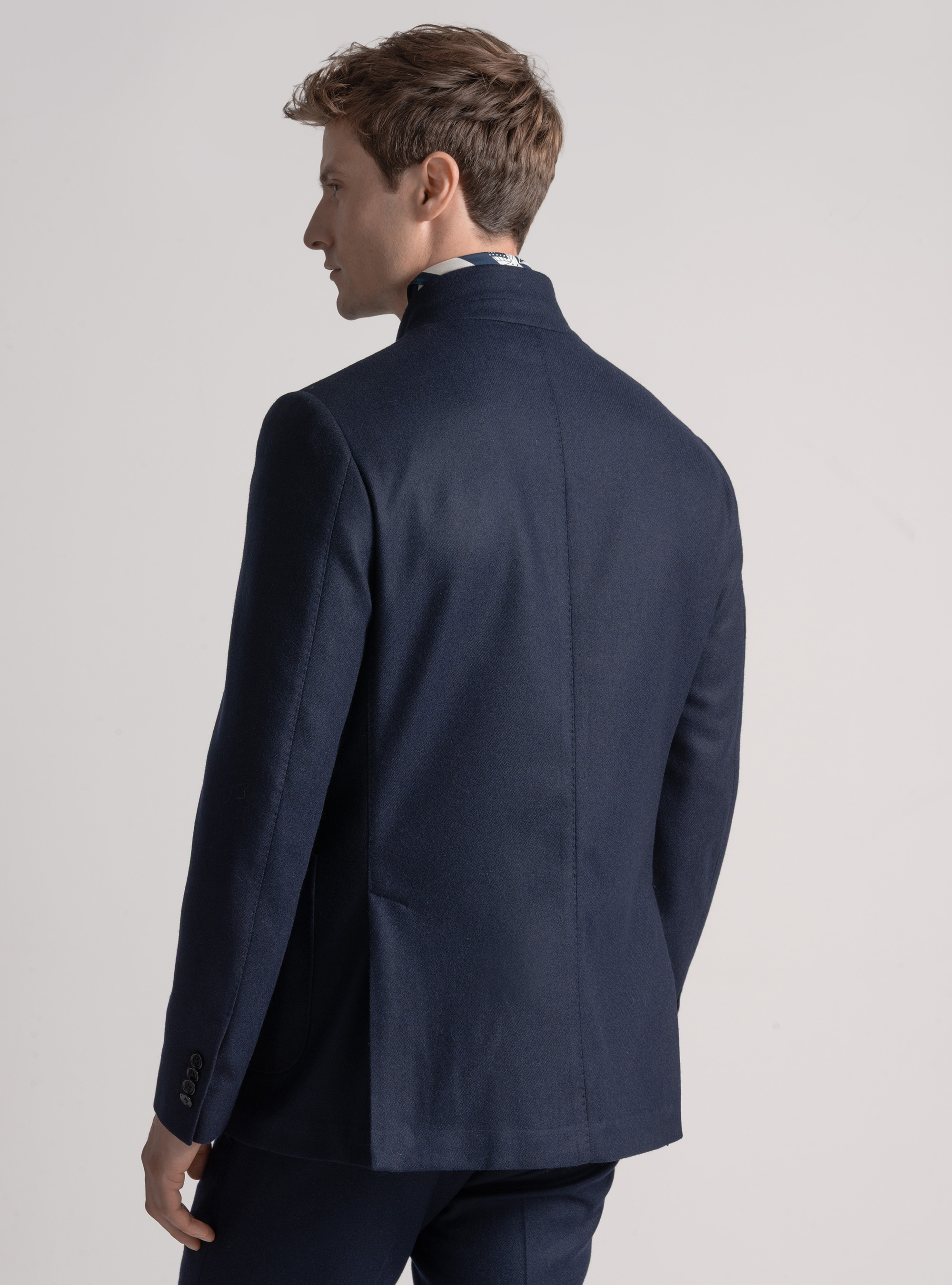 Giacca coreana in flanella di lana, BLU NAVY