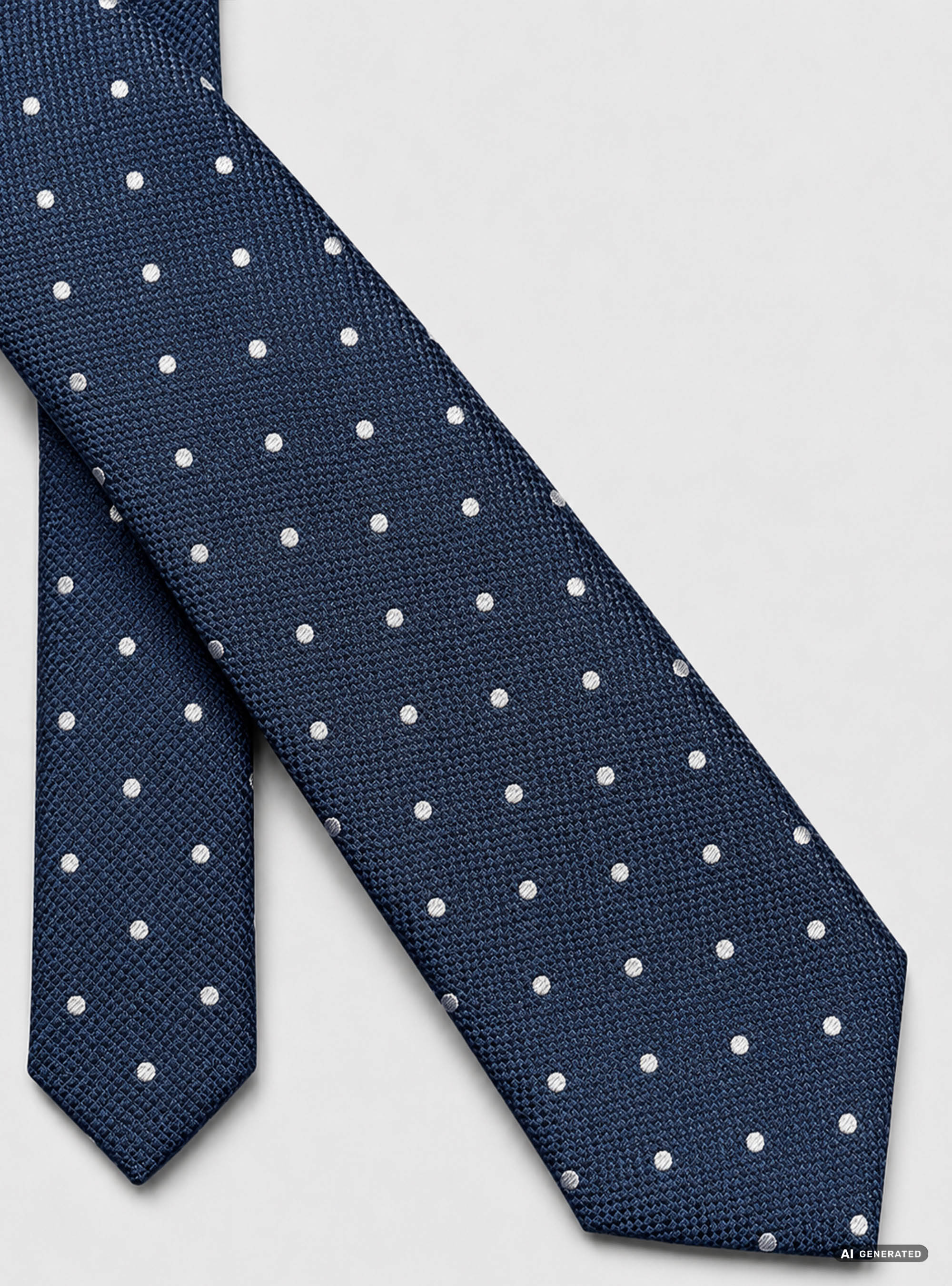 Cravatta in seta jacquard a pois, BLU MARINO/BIANCO