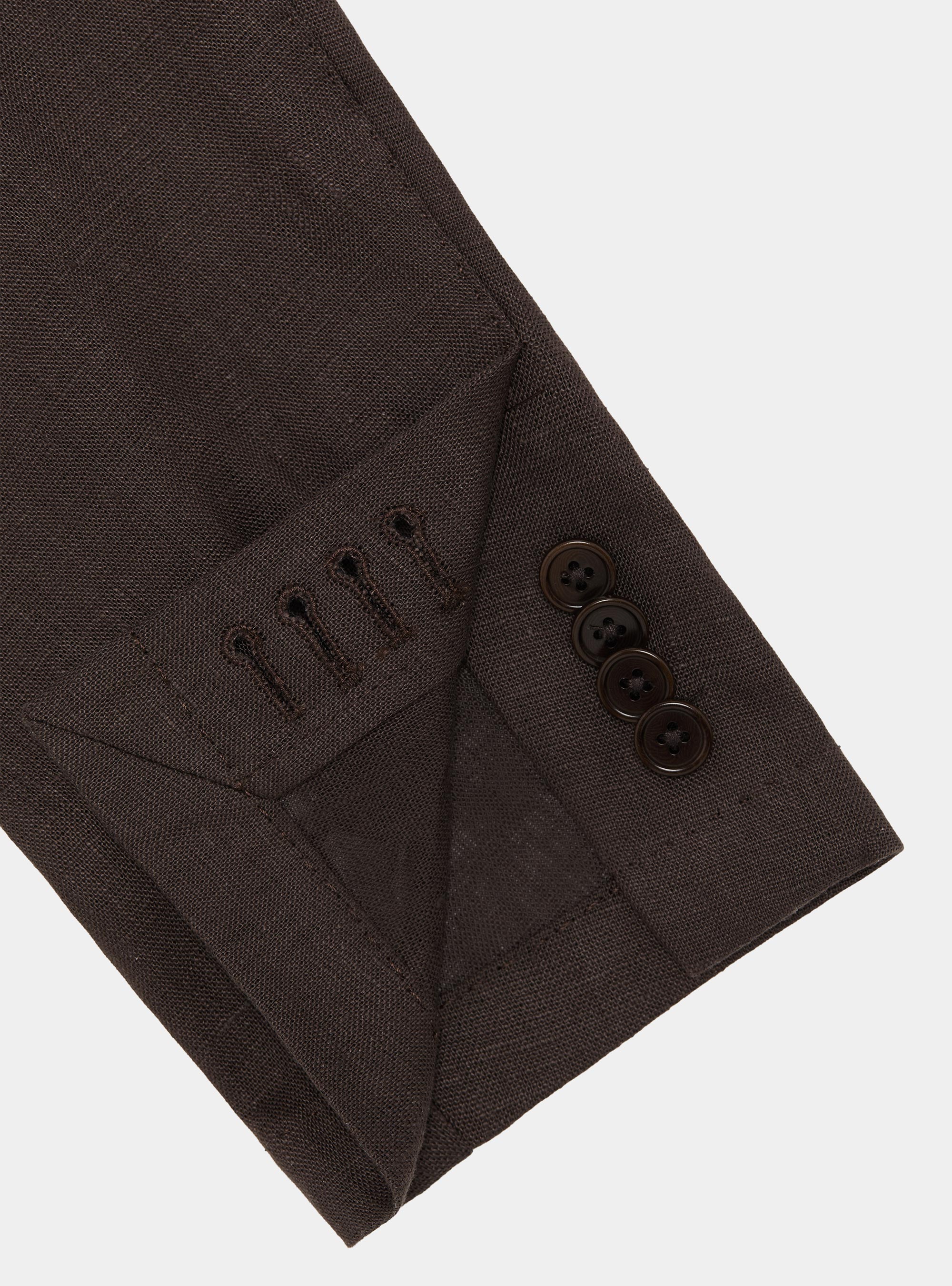 Giacca coreana in puro lino, MARRONE