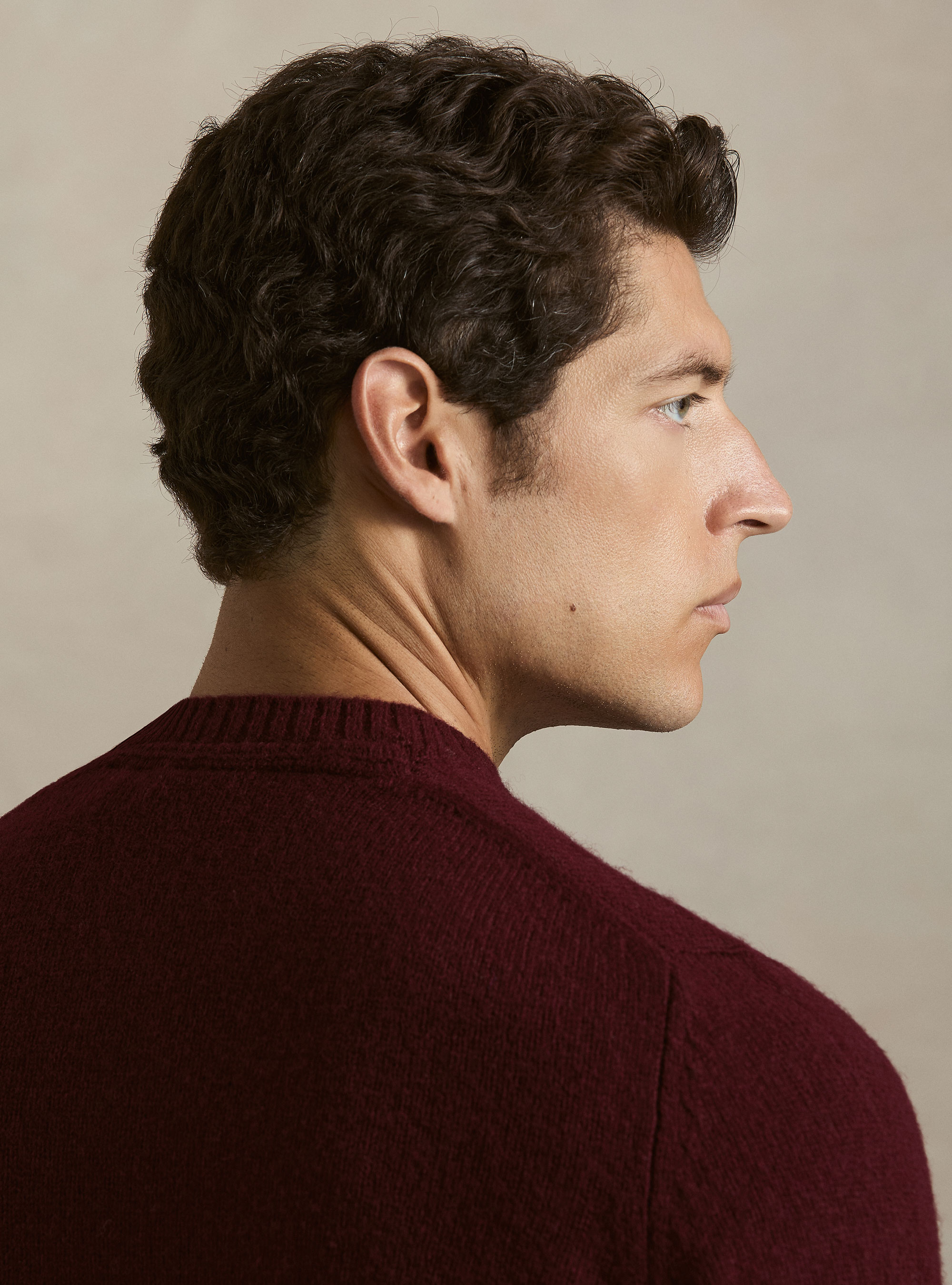 Maglia girocollo in pura lana shetland, BORDEAUX