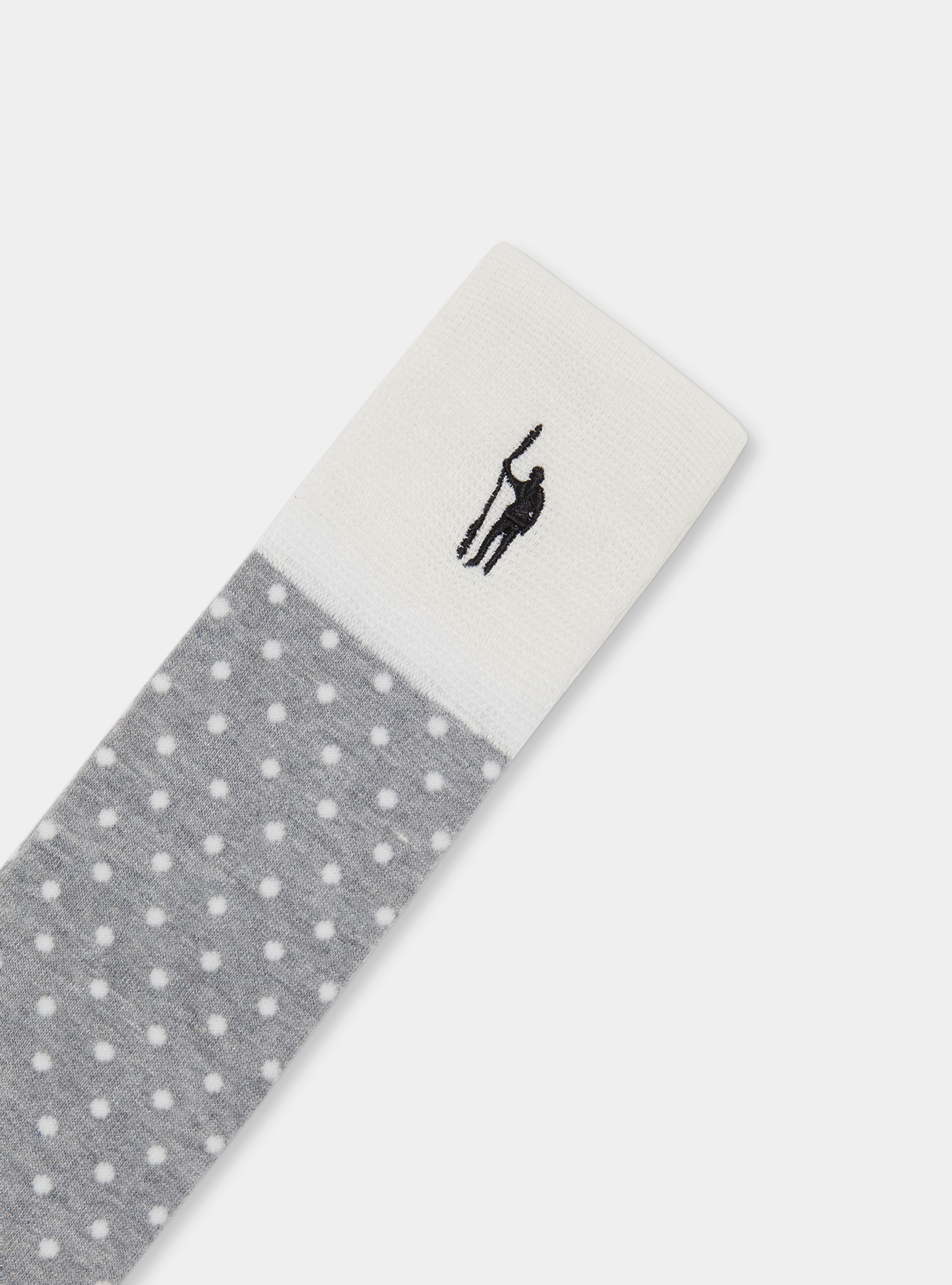 Calza lunga a pois e righe con ricamo, GRIGIO MELANGE 0151C
