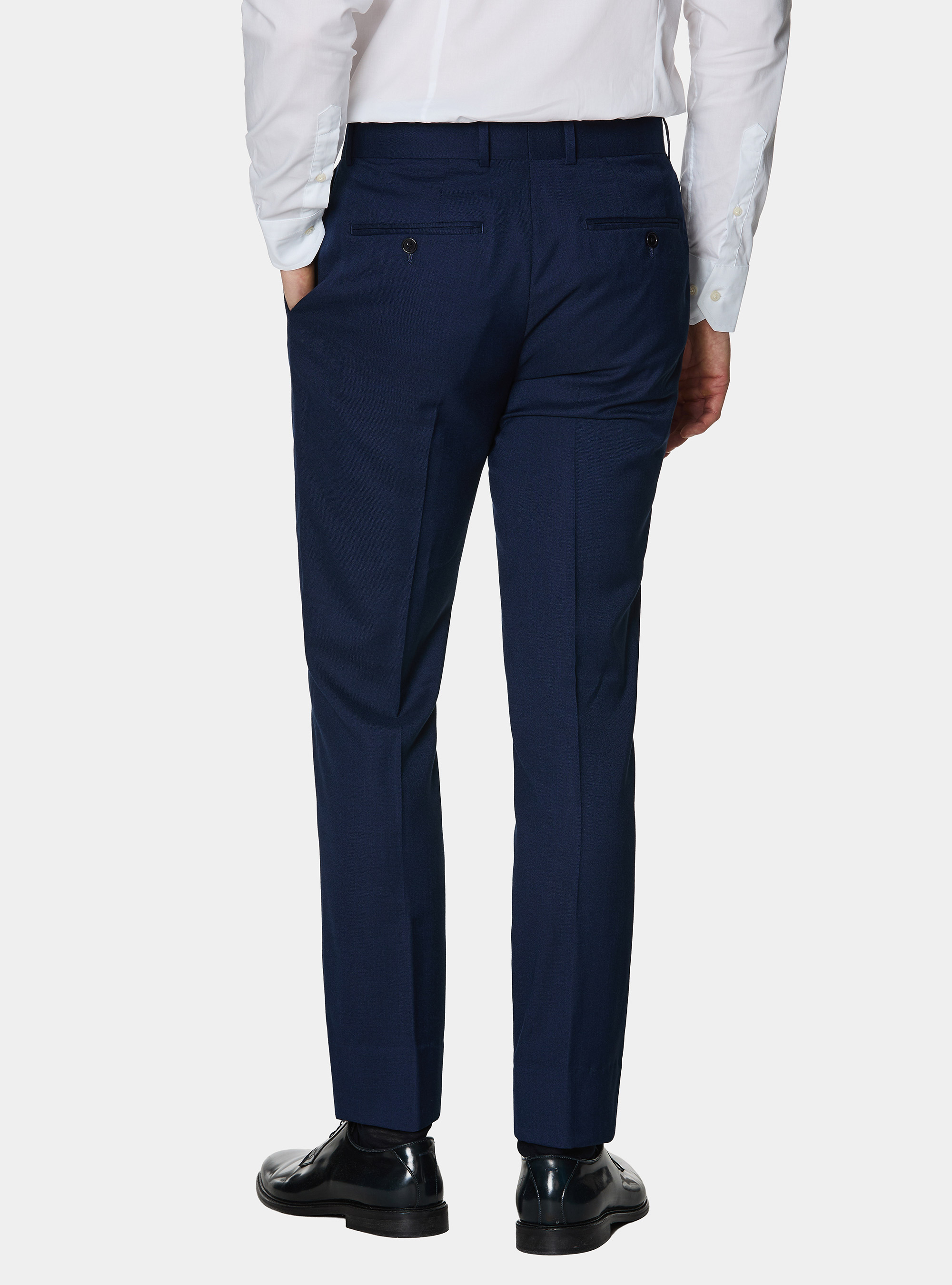 Pantaloni abito in tessuto hopsack, BLU NAVY