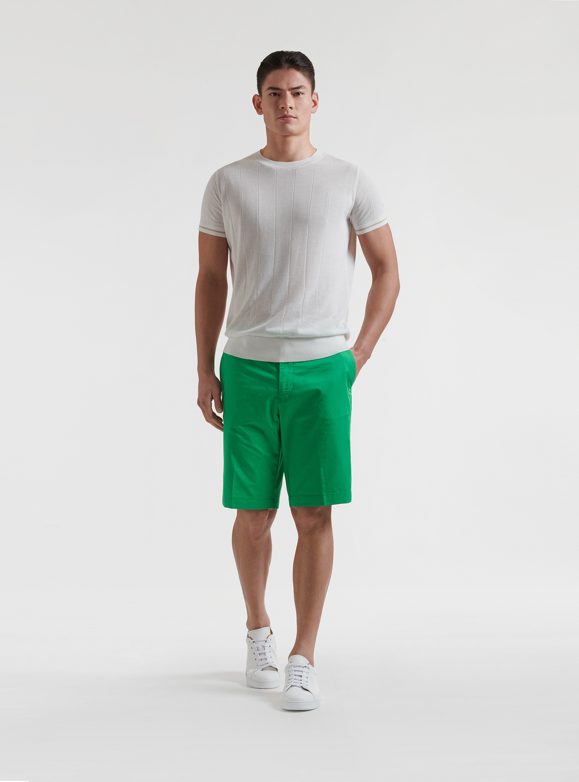 Bermuda in twill leggero, VERDE 0653C