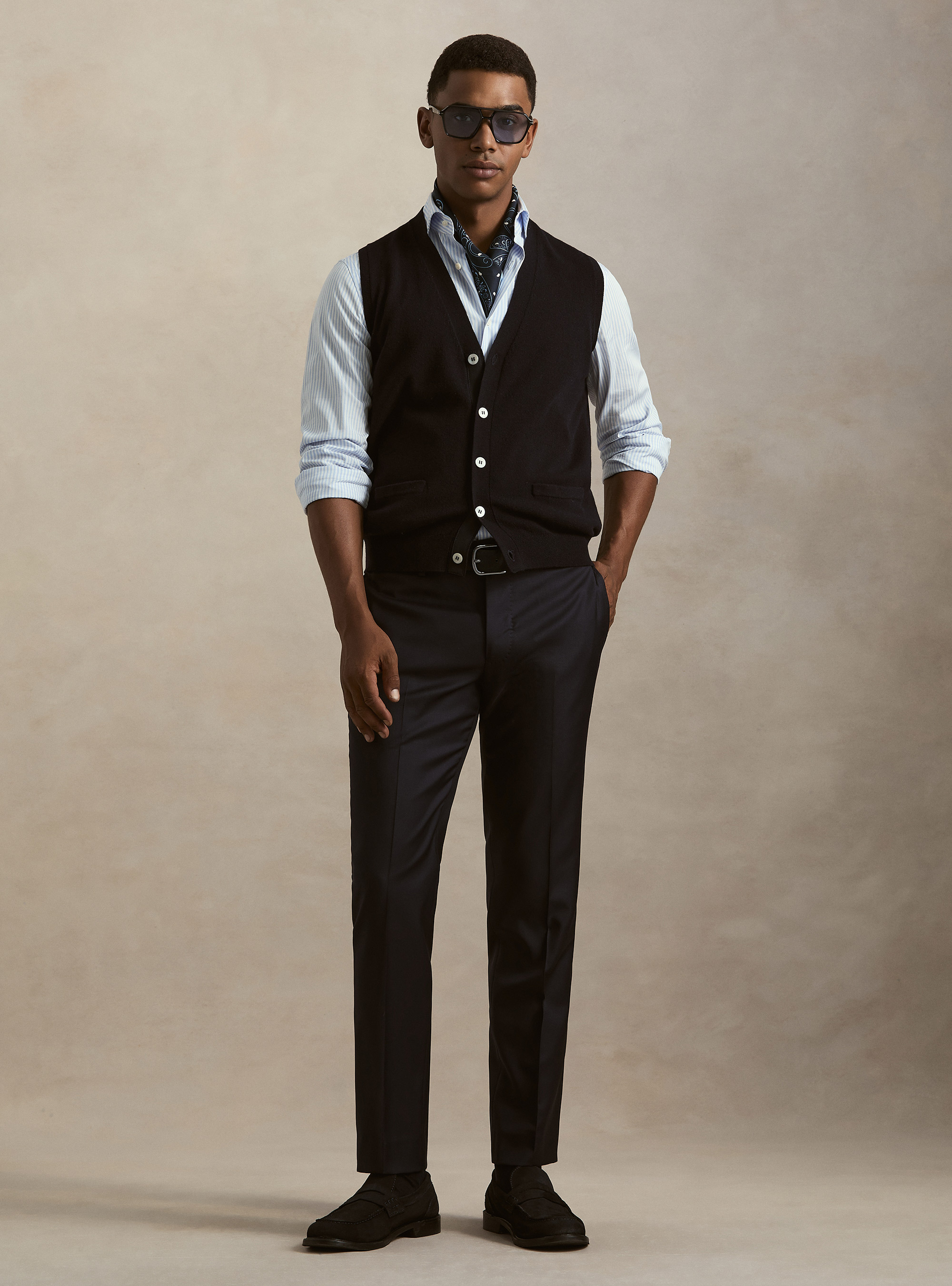Gilet in maglia in lambswool e cashmere, BLU NAVY